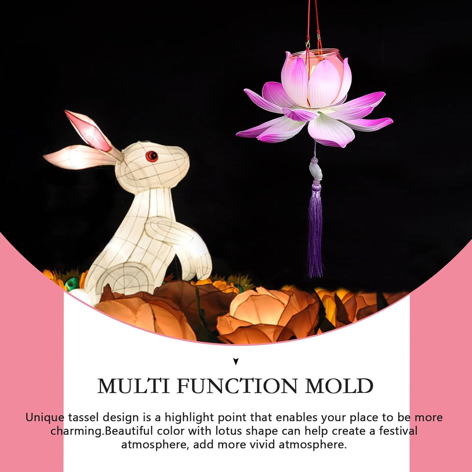 BCOATH DIY Lotus Lantern Kit Small Purple Handheld Festival Lantern Pendant Craft Supplies for Mid-Autumn Festival &rsquo; Holiday Decor image number 5