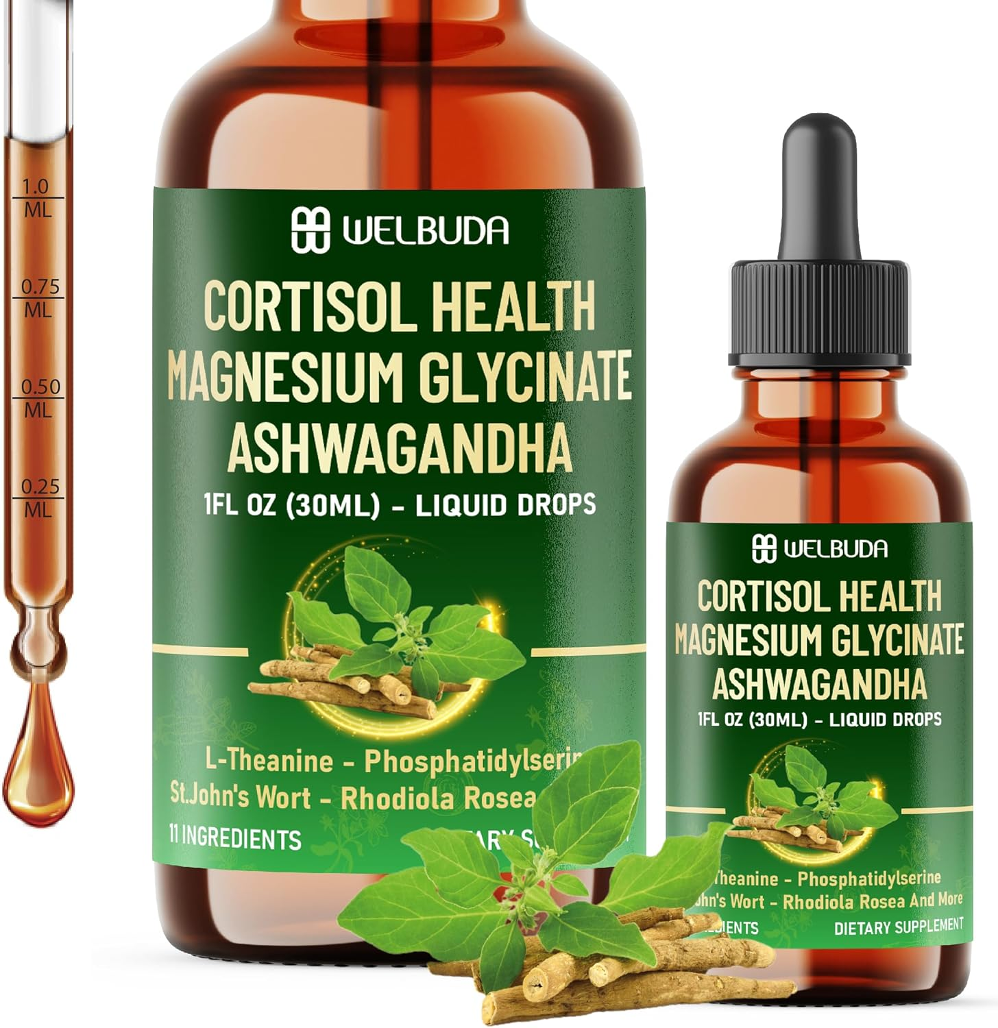 11In1 Cortisol Liquid Supplement with Ashwagandha, Magnesium Glycinate Chelate, L-Theanine, Phosphatidylserine, St.John'S Wortl-Theanine and More - Mood Balance - 1 FL Oz - 30 Day image number 4