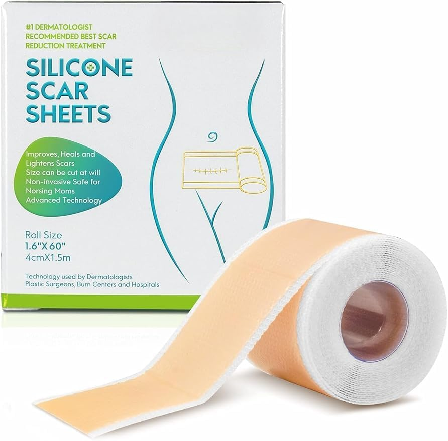 Silicone Scar Sheets,Scar Removal Silicone Tape Roll for C-Section,Professional Painless Silicone Keloid Scars from Surgery, Burn, Acne Et (1.6&rdquo; X 60&rdquo;Roll-1.5M) image number 4