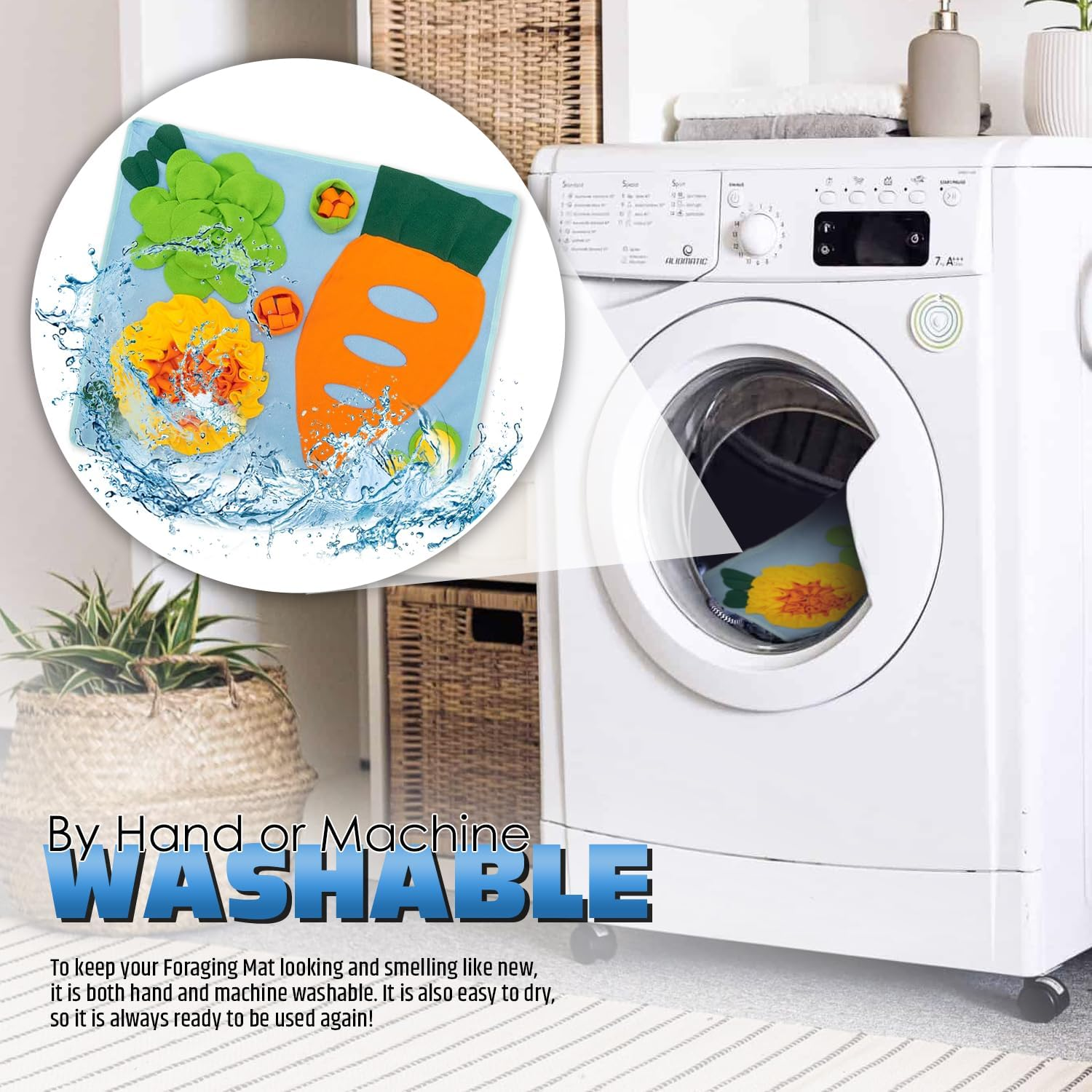 Rabbit Snuffle Forage Mat, Felt Cloth Pet Foraging Mat, Enrichment Activity for Rabbits, Guinea Pigs, Ferrets, Chinchillas, Interactive Washable Fleece Dispenser Cat Bunnies Hay Feeder Indoor Hamsters image number 4