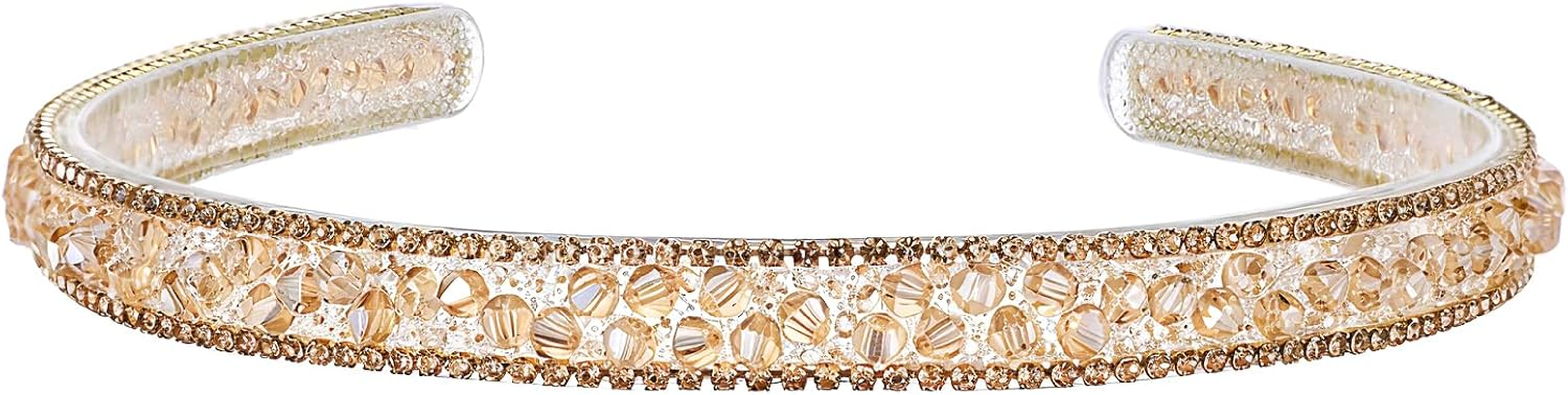 Rhinestone Headband, Sparkly Crystal Headband for Women Girls Non-Slip Glitter Diamond Headbands Bling Hair Styling Accessories for Party Birthday (Champagne) image number 3