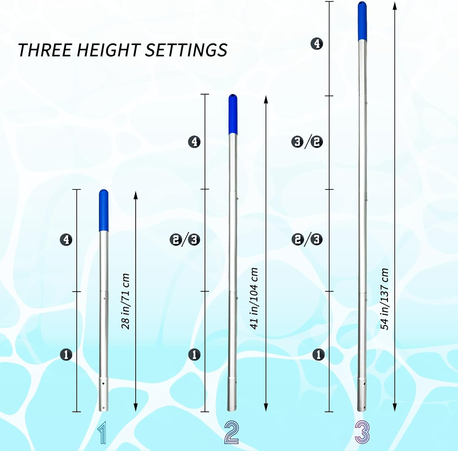 Larger Capacity Pool Skimmer Net with 3-Stage Adjustable Pole (71-137Cm), Deep Fine Mesh for Leaves and Debris（Total Length 1.67M） image number 1