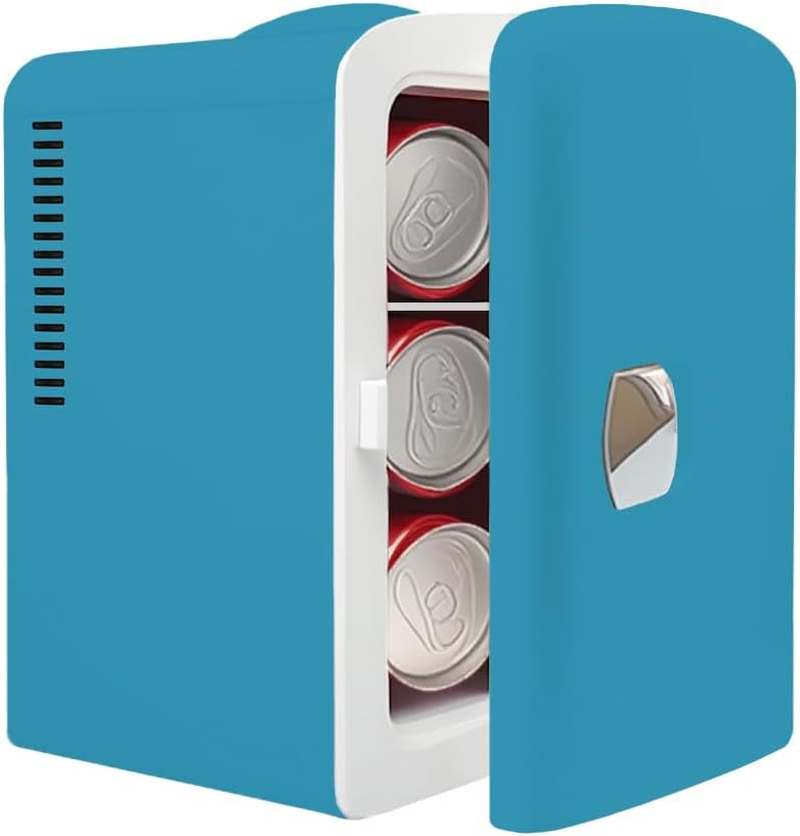 Mini Fridge 4 Liter,6 Can Portable Cooler Personal Refrigerator for Care, Compact Mini Fridge for the Office, Bedroom, Dorm,White/All Pink/Teal