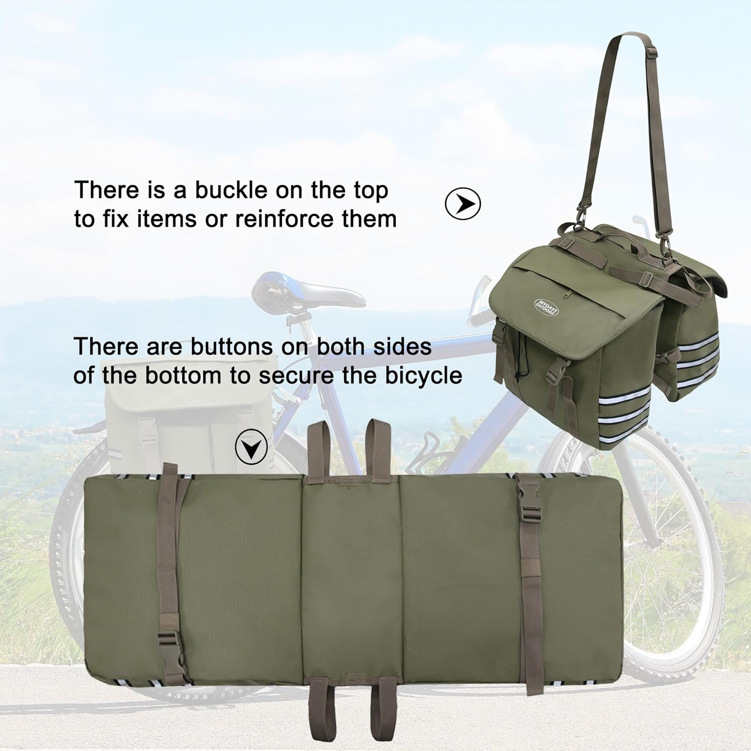 Bike Panniers Rear Rack Waterproof,Ebike Saddle Bags,Bicycle Storage Bag,Bike Frame Bag under Seat,Bike Rear Rack Bag Large Capacity Reflective Strip image number 4