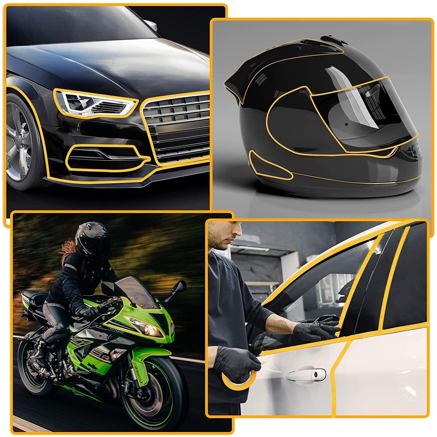 8 Rolls Pinstripe Thin Painters Tape, Yellow Painters Tape 1/16, 1/8, 1/4 and 1/2 Inch Wide Painter Automotive Masking Tape for DIY Car Auto Paint Art (52 Yard) image number 6