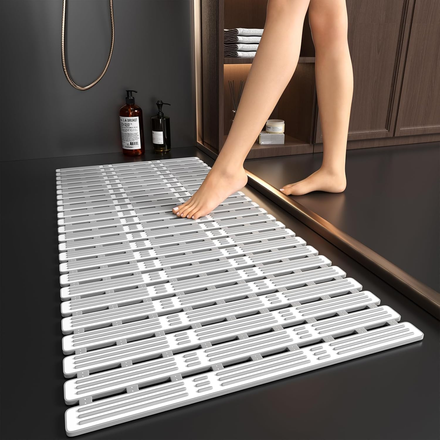 Extra Long Non Slip Bath Mat for Tub and Shower - 90X40Cm anti Mould Shower Mat with Suction Cups, Machine Washable, Cut to Size image number 3