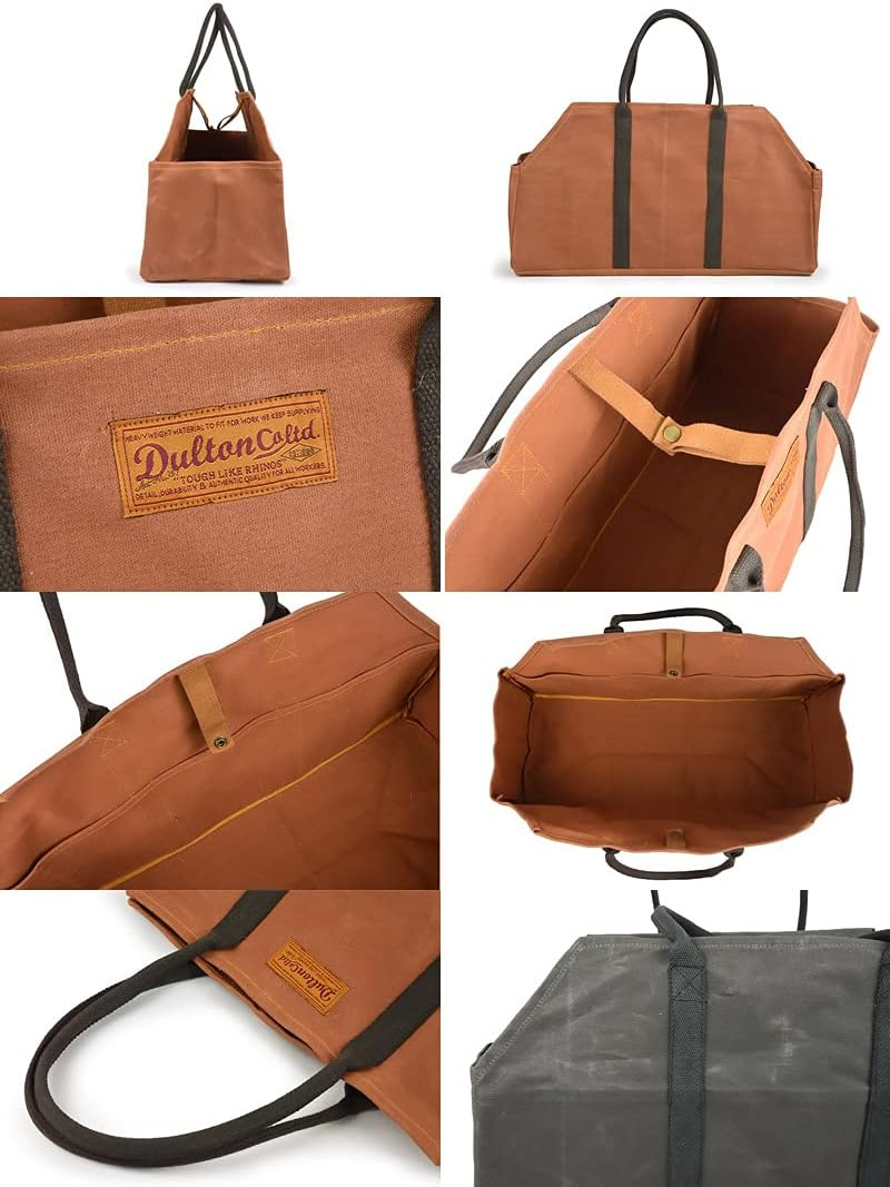 Dulton Y959-1267OV Wax Canvas Log Bag Olive Large Bag Wide Gusset Camping Pastry Height 12.6 Inches (320 Mm) Width 23.6 Inches (600 Mm) Depth 9.8 Inches (250 Mm) image number 3