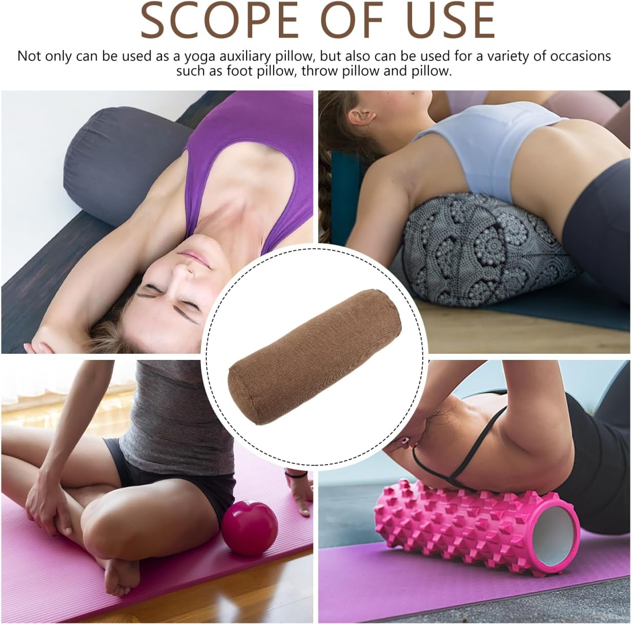 Balacoo Yoga Bolster Pillow : Yoga Neck Pillow Cylindrical Meditation Pillow Yoga Cushion Bolster for Meditation Yoga Pilates image number 3