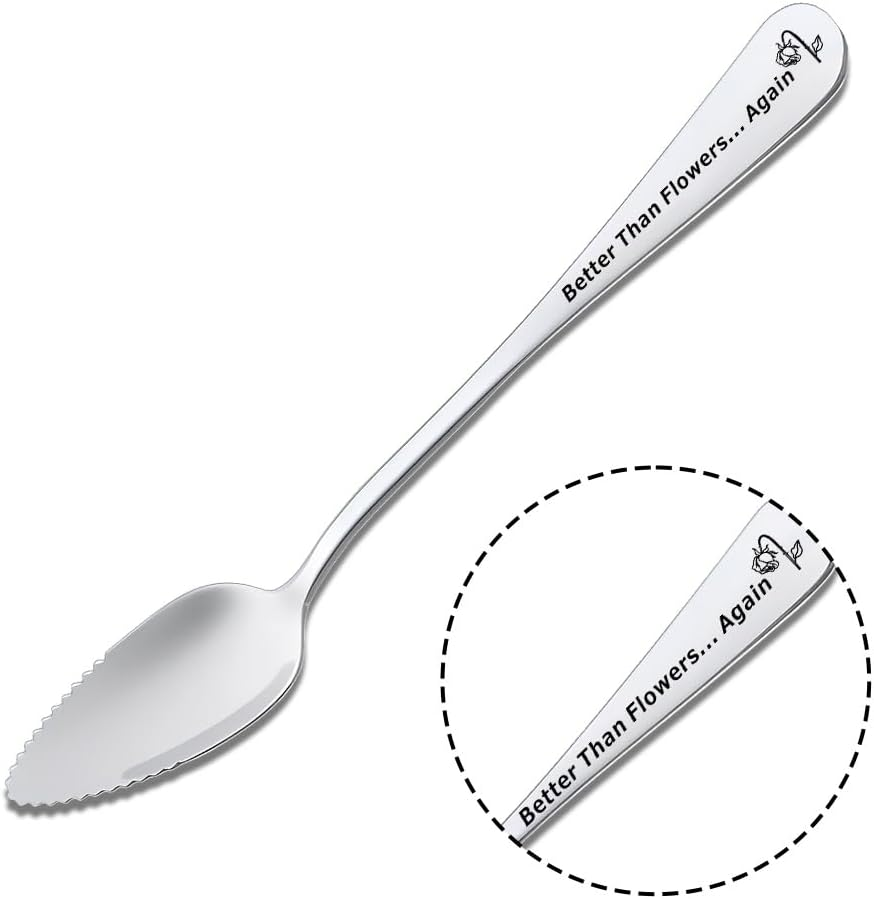 Long Distance Relationship Gifts for Women Fiancee Christmas Birthday Gifts for Girlfriend from Boyfriend Wife Anniversary Wedding Gift from Husband Engraved Spoons Serrated Melon Spoon with Teeth image number 1