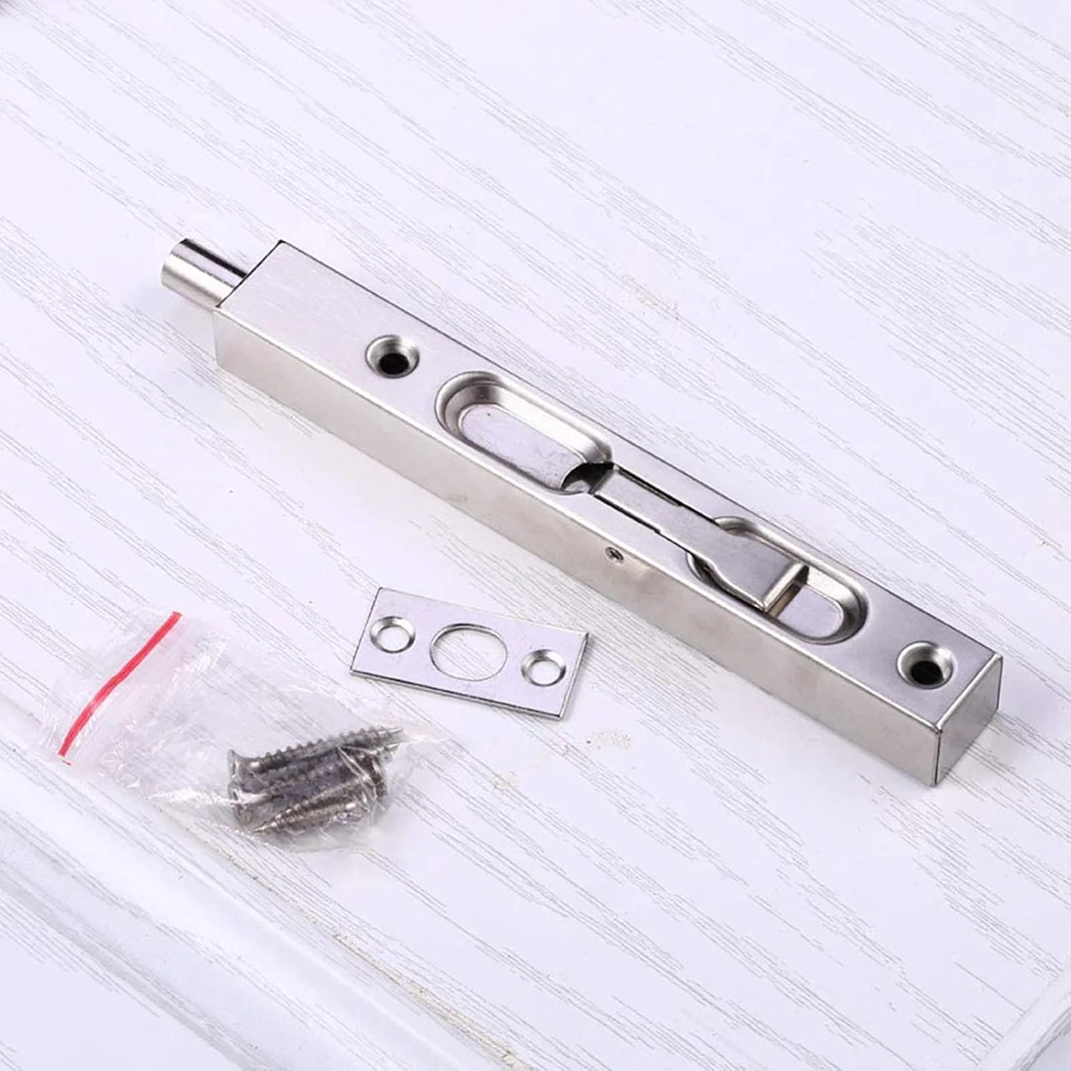 Flush Bolt 2 Pack Stainless Steel Flush Bolts 8 Inch Concealed Security Door Lock Slide Bolt Latch with Screws for Composite Doors French Doors Wood Doors Stainless Steel Door Double Doors -Silver image number 2