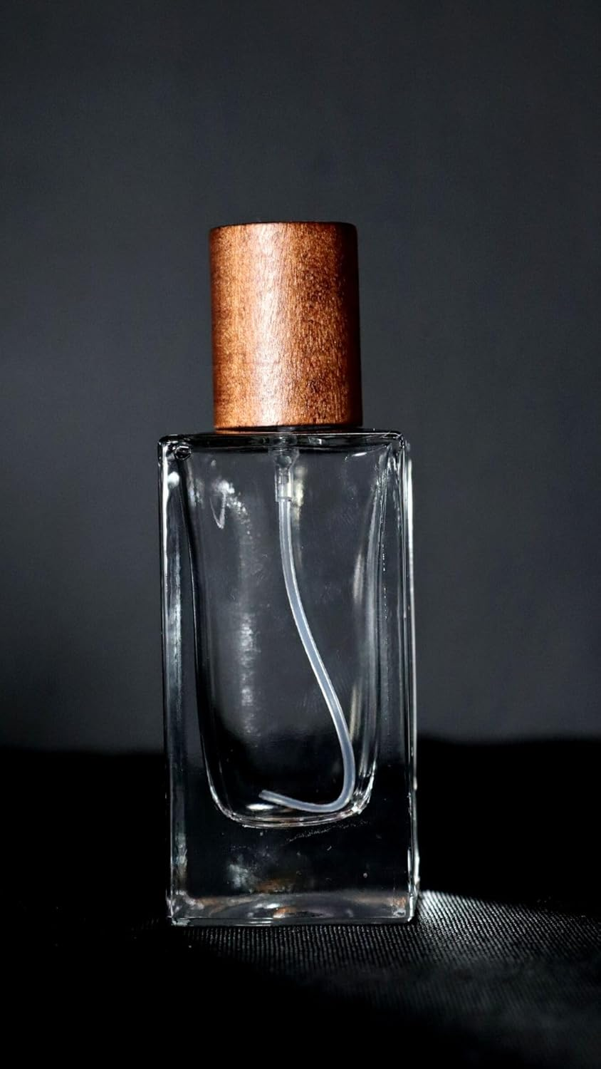 Empty Glass Perfume Spray Bottle Atomiser Wooden Cap (50Ml)