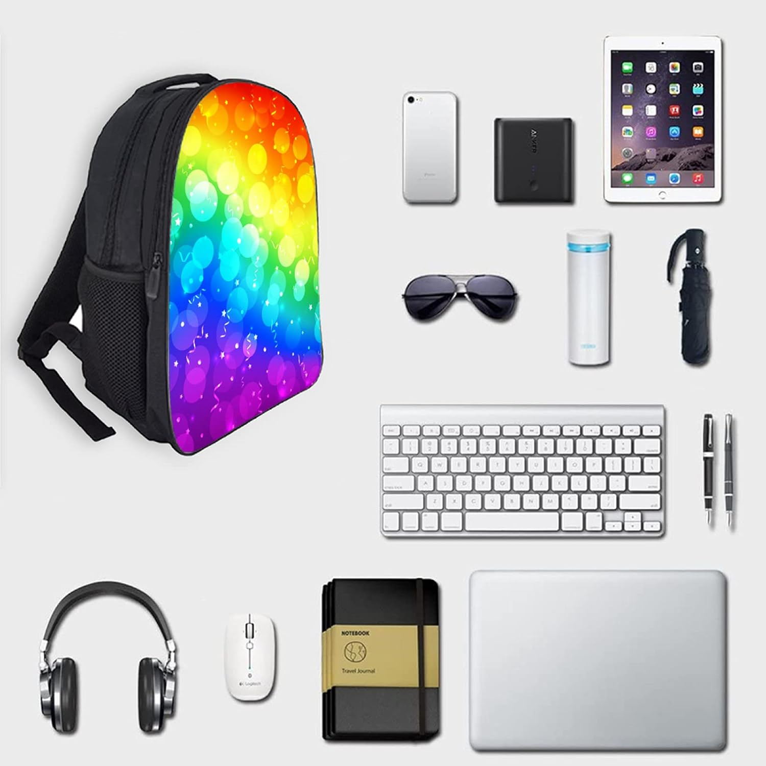 Tropicallife Fuzzy Rainbow Pattern Backpack for Boys and Girls Water Resistant Preschool Backpack Lightweight Bookbags Camping Travel School Shoulder Bag, Multi image number 1