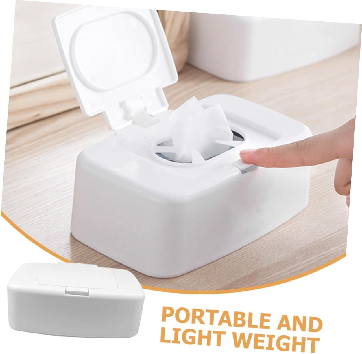 TIDTALEO 4Pcs Plastic Wipe Box Reusable Tissue Holder Push Button White for Living Room Bedroom Nursery Storage
