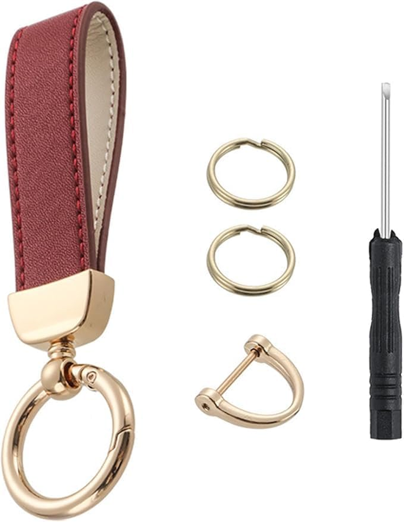 Car Keychain Microfiber Leather Key Chain for Men Women,Universal Car Accessories for Keys Fobs 360 Degree Rotatable with Anti-Lost D-Ring 2 Key Ring and 1 Mini Screwdriver