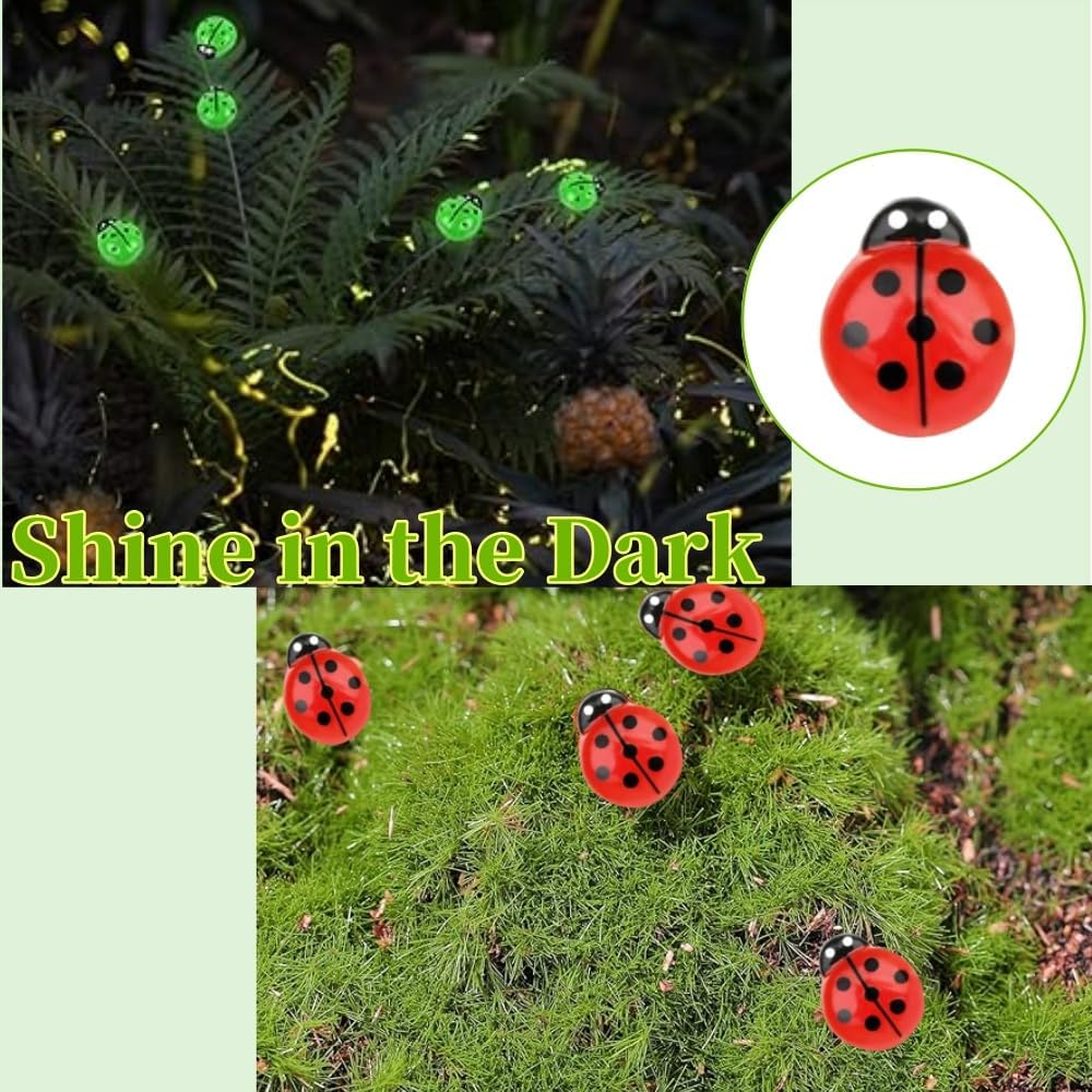 100 Pcs Mini Resin Animals,Tiny Resin Figures Glow Ladybugs,Noctilucent Miniature Animals Accessories,Cute Toys Ornaments,Mini Statue Stuff for Home Garden Party Decorations Cupcake Toppers DIY Crafts image number 6