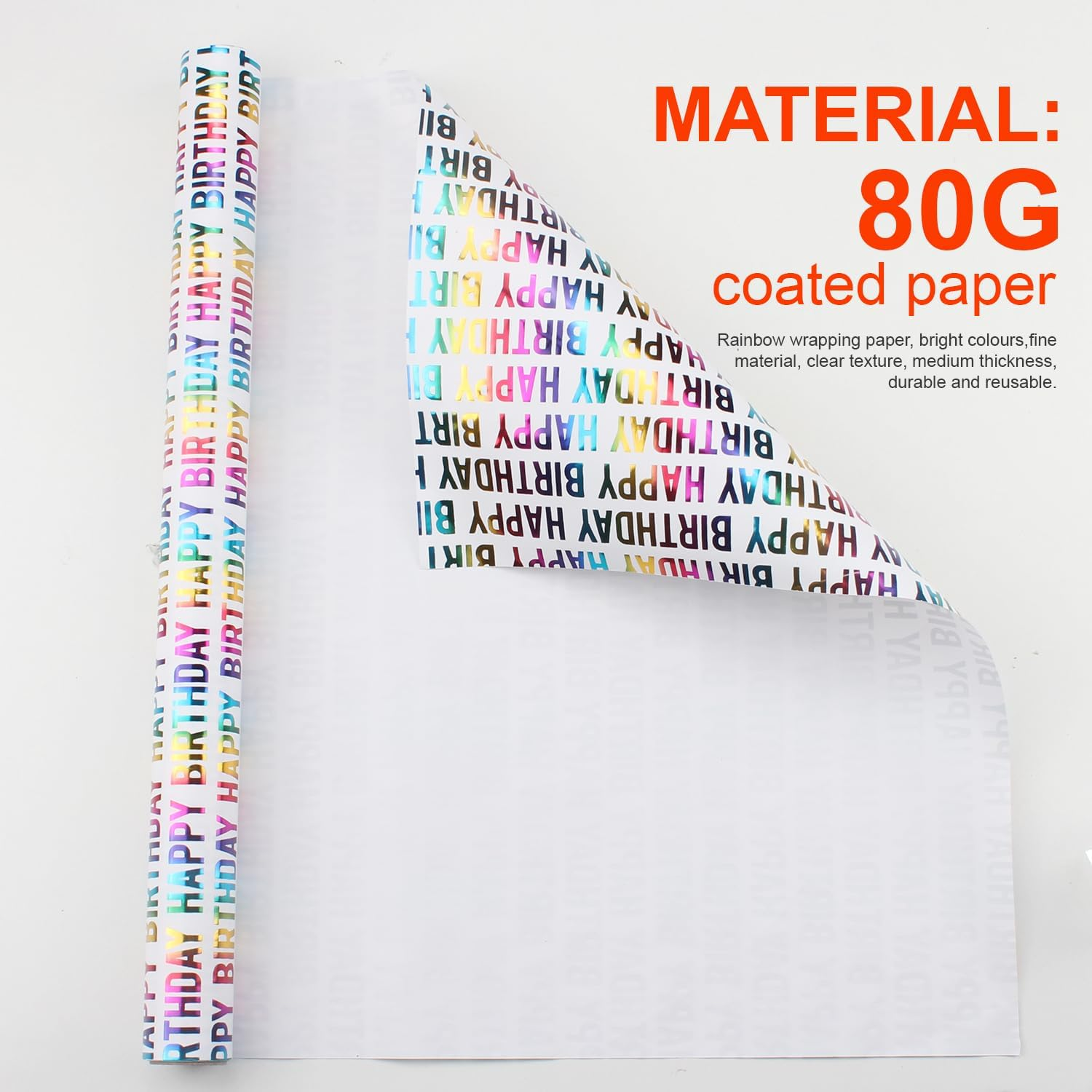 Birthday Wrapping Paper Roll,1 Rolls,Birthday Gift Wrapping Paper Paper Roll,Happy Birthday Polka Dots Stripes Design for Birthday, Holiday, Party, Wedding by H HOME-MART image number 2