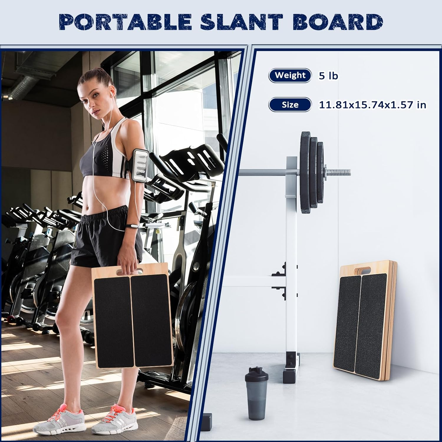 Portable Wooden Slant Board for Calf Stretching Squats Calf Stretcher Pilates Physical Therapy Equipment Adjustable Incline Board for Knees Ankle Heel Feet Leg image number 3