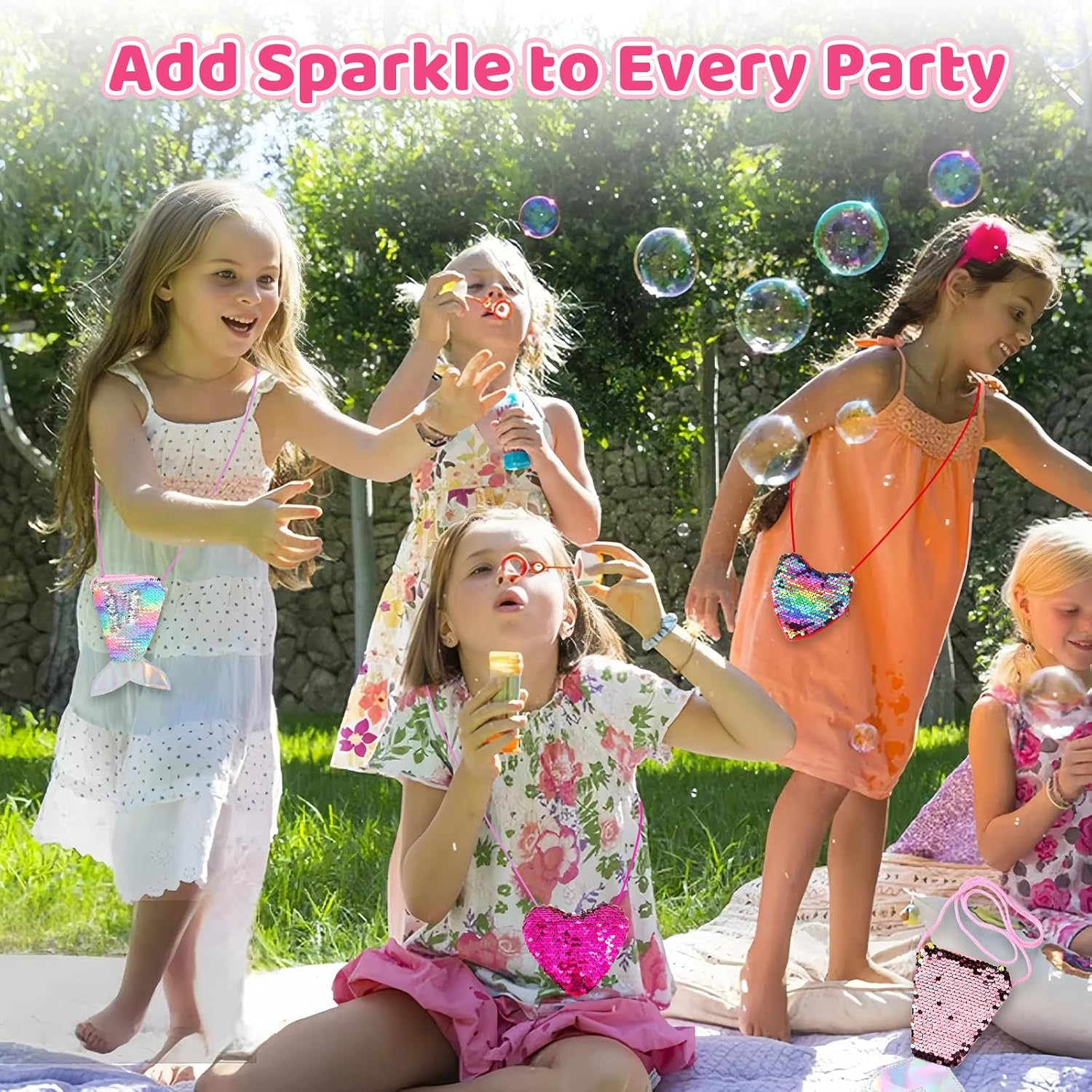 Glowberry 12 Pack Mini Mermaid & Heart Purse for Girls, Zipper Mini Pouch, Party Favours for Kids, Lolly Bag Fillers, Small Bulk Wallets for Birthday Goodie Bags, Classroom Rewards, School Gifts image number 2