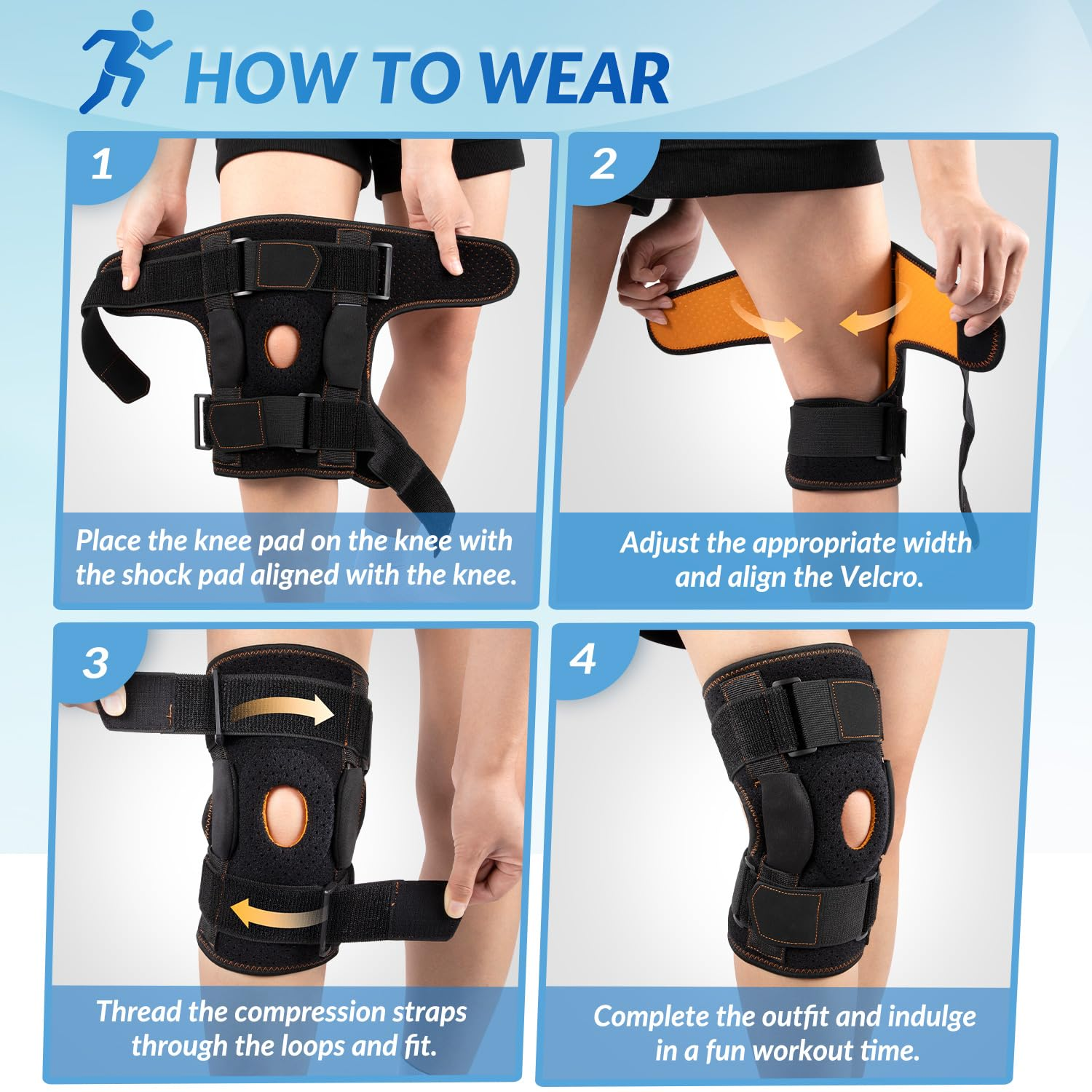 AUTOWT Professional Hinged Knee Brace, Adjustable Compression Knee Support Wrap for Men Women, Open Patella Knee Wrap for Running, Arthritis, Meniscus Tear, ACL, MCL, Injury Recovery, Pain Relief (M) image number 1