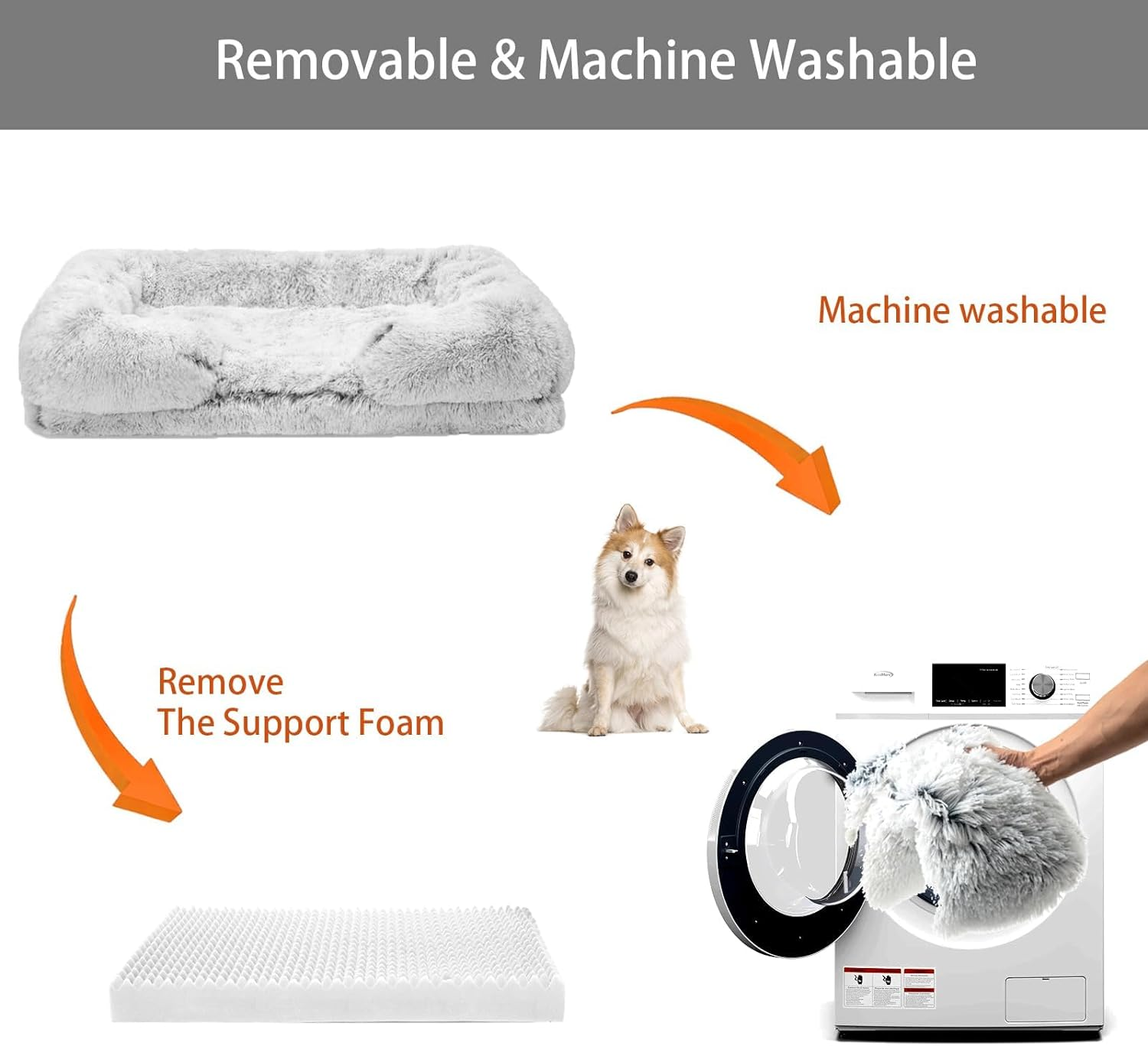 Orthopedic Dog Bed for Medium Dogs - Calming Waterproof Dog Sofa Bed Medium, Supportive Foam Pet Couch Bed with Removable Washable Cover, Waterproof Lining and Nonskid Bottom (M-23.6"Lx18.9"Wx6"Th) image number 1