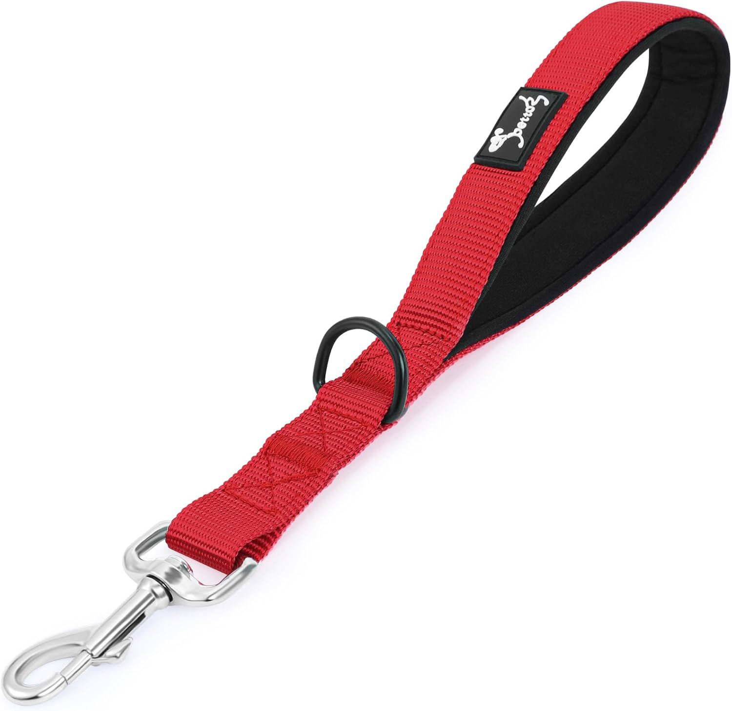 PETTOM Short Dog Lead for Large Dogs Soft Padded Handle Strong Dog Leads Easy Control Nylon Pet Walking Training Leads Handle (Red M)