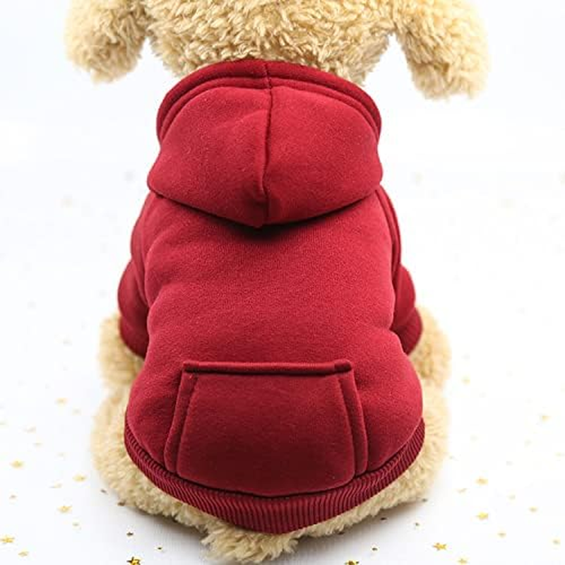 Dog for Small Dogs Dog Hoodie Soft Clothes Outdoors with Pocket Dog Hoodie for Small Dogs Puppy Pet Clothing (Wine Red, S)