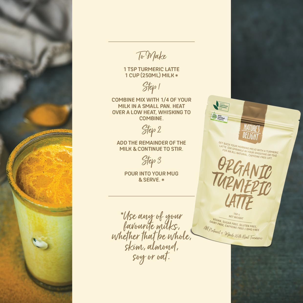 Natures Delight Organic Turmeric Latte 150 G image number 3