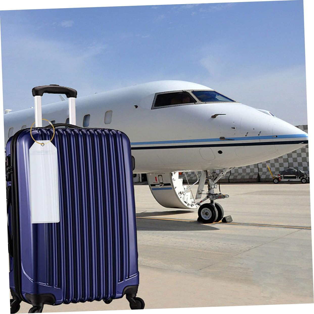 Baluue 1Set Portable PVC Luggage Tags with Transparent Case Durable Suitcase Id Labels for Travel and Cruise Reusable Baggage Name Tags with Design Mixed Colors 7Pcs image number 1