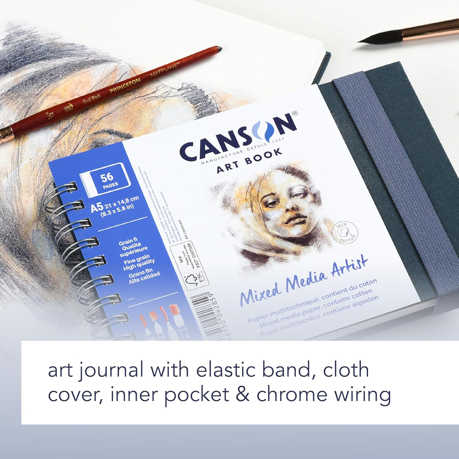 Canson Pro Mixed Media 300 GSM Landscape Book, Size A5 (28 Sheet) image number 5