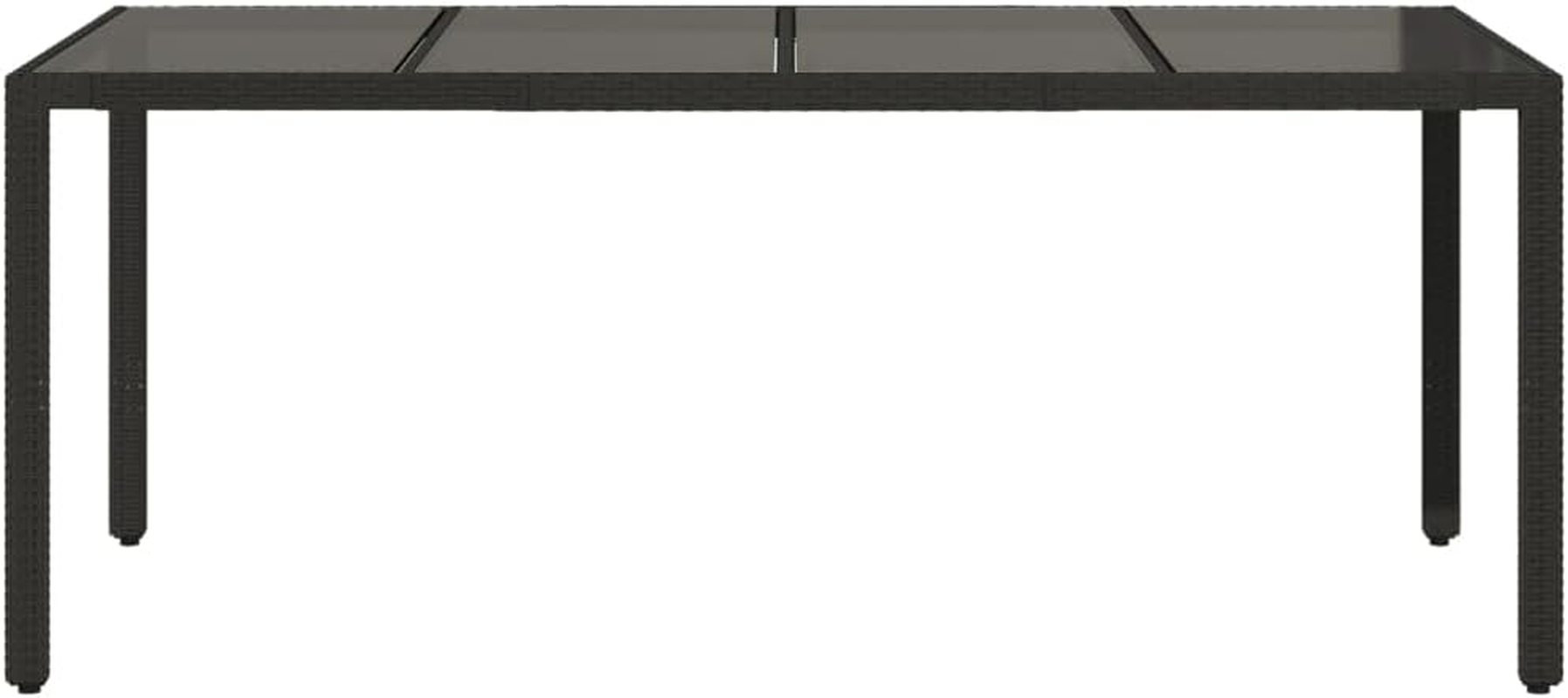 Vidaxl Garden Dining Table - Poly Rattan & Tempered Glass Top, Black, Rectangular, 190 X 90 X 75 Cm - Outdoor Patio, Deck, Garden image number 5