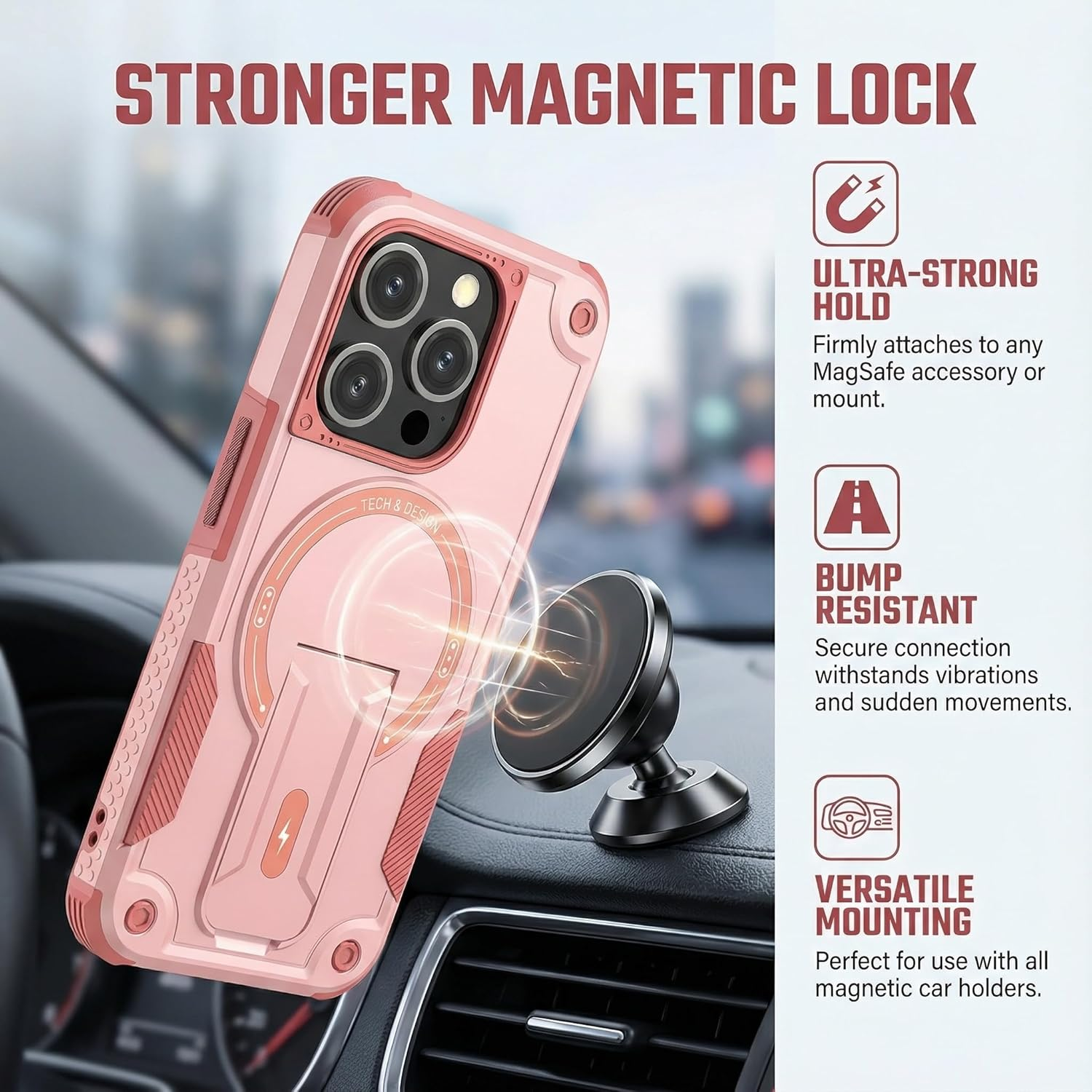 For Iphone 16 Pro Max Case with Stand, Military-Grade Protection Shockproof Magnetic Kickstand Case,Gold image number 4