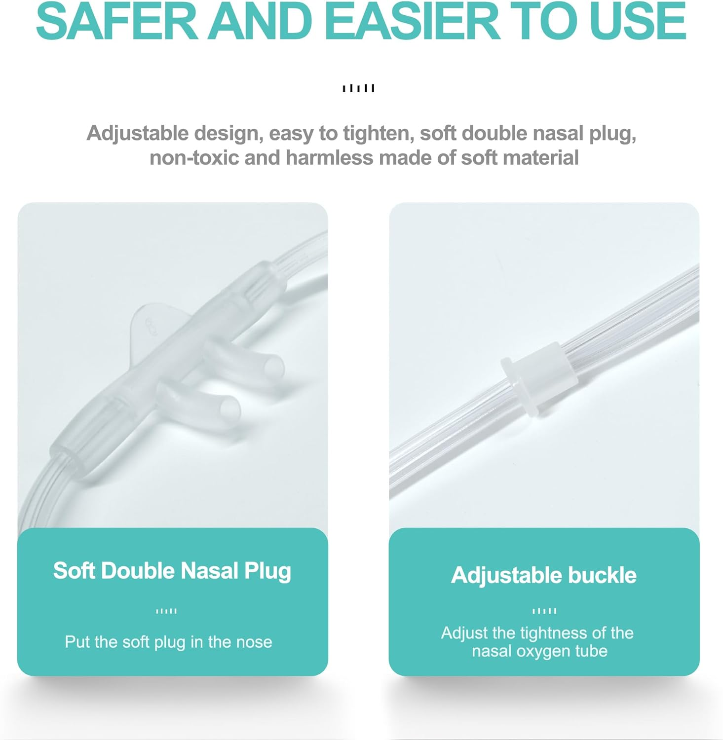 10 PCS Oxygen Nasal Cannula, Includes 5PCS 6.5Ft Nasal Tubing for Adult & 5PCS Tubing Swivel Connector, Soft-Touch & Kink-Resistant, Great-Value Supplies by Airsmart. image number 1