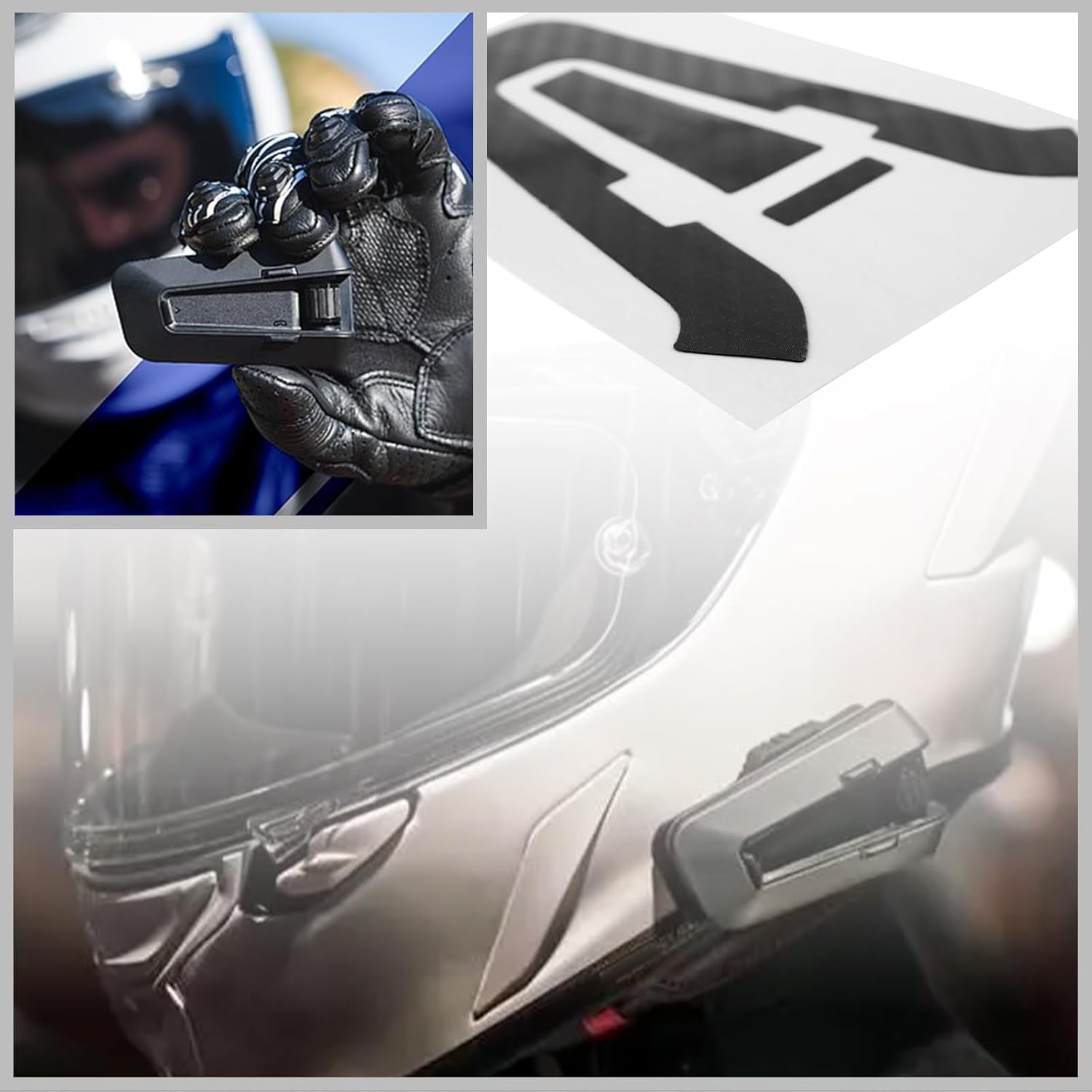 Emagtech 1Set Intercoms Headsets Device Protection Cover Sticker Motorcycle Headsets Protective Cover Compatible with Cardo Packtalk Edge Carbon Fiber Pattern image number 5