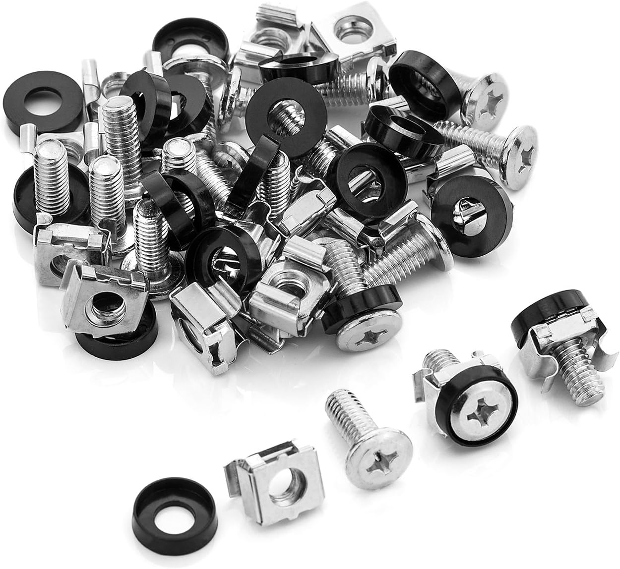 Deleycon M6 Cage Nuts Screws Set for Network Cabinets - Set of 20 Patch Panel Racks Server Enclosure 19 Inch 10 Inch Mounting Kit Steel - Silver image number 4