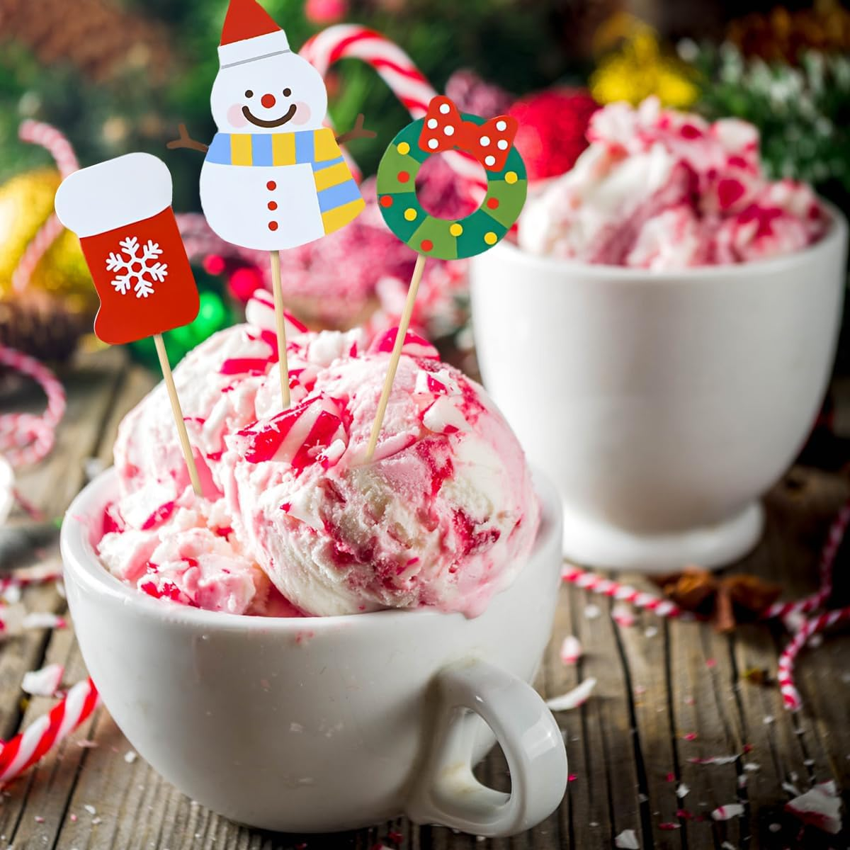 Christmas Cupcake Toppers 27Pcs Cake Decorations Toothpick Xmas Party Merry Christmas Cupcake Picks Yulefest Snowman Santa Claus Funny Cake Topper for Xmas Holiday Birthday Party Decorations (27) - 27 image number 3