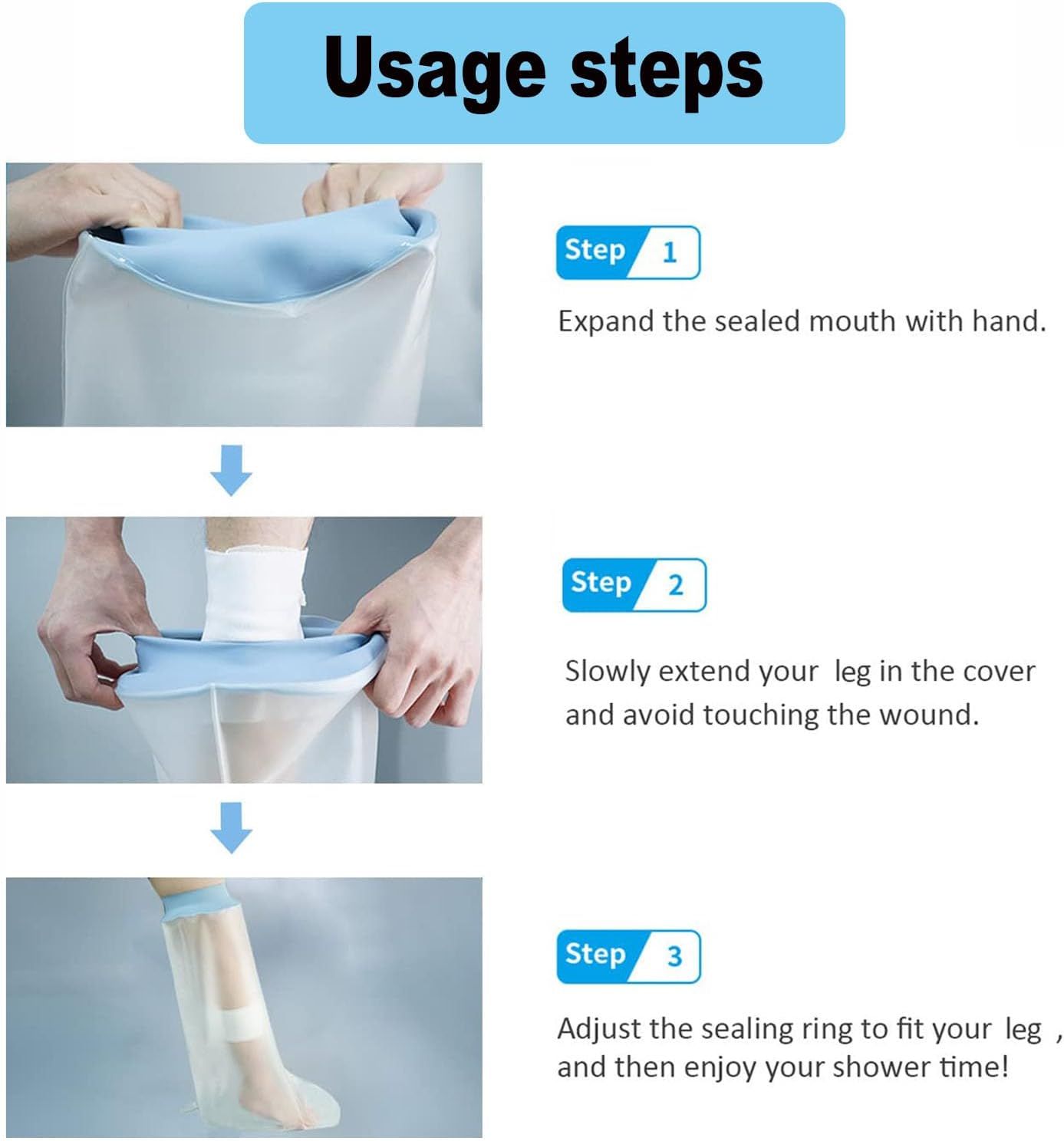 Waterproof Leg & Arm Cast Cover for Shower Reusable, Soft & Comfortable Cast Protector for Post-Surgery, Broken Bones, or Injuries Ideal Shower Bag for Short Leg Casts