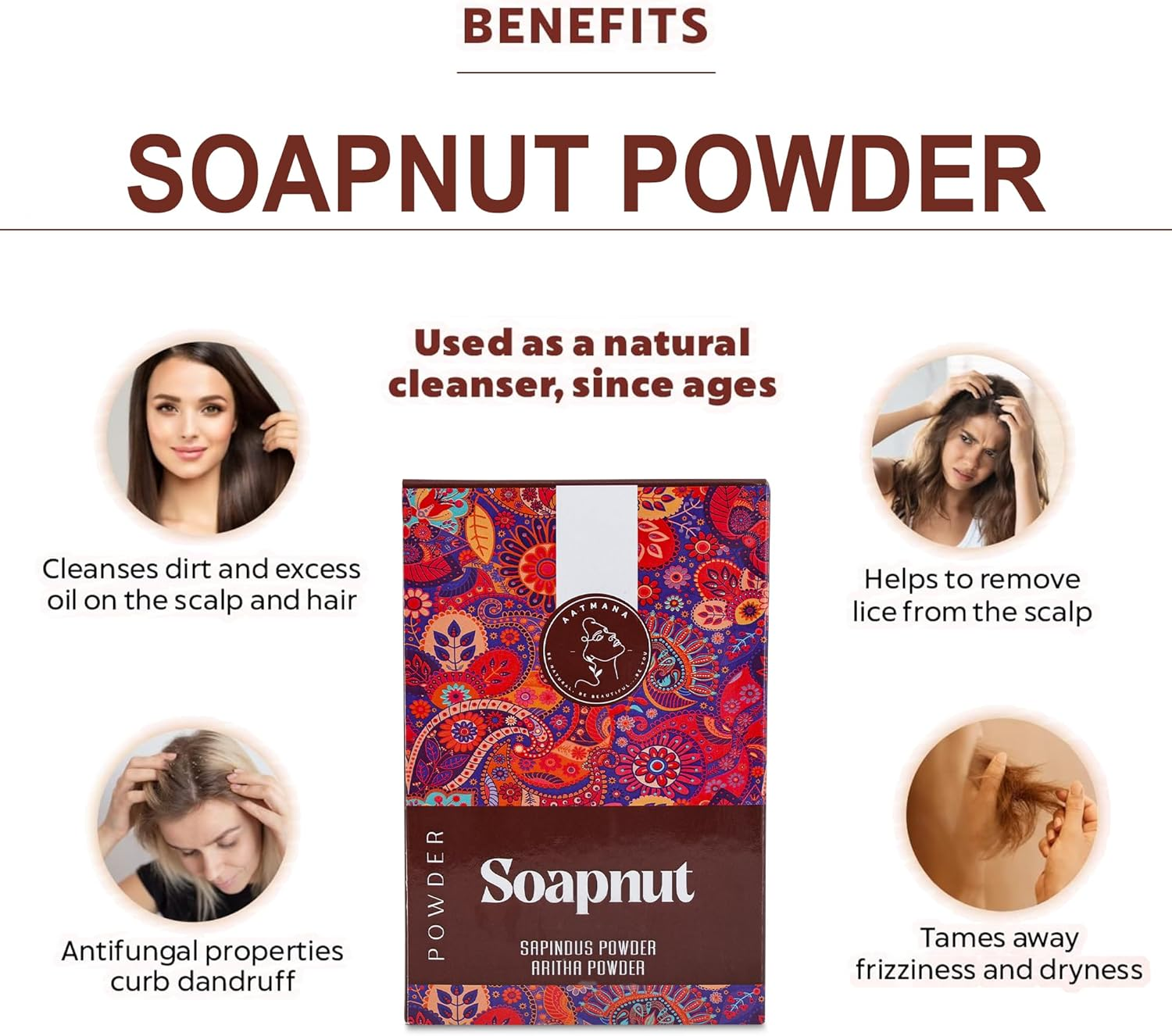 Soapnut Powder | Reetha | Aritha Powder for Natural Hair Care | Ayurvedic Hair Cleansing Conditioner |For Men & Women 100G image number 5