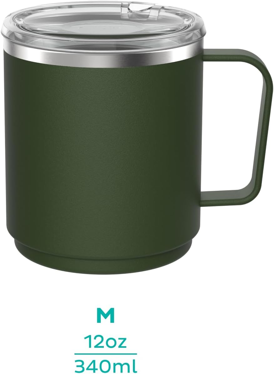 Keepcup Camp Mug, Reusable Stackable Insulated Stainless Steel with Splashproof Lid - 12Oz (340Ml) - Pine - Black image number 5