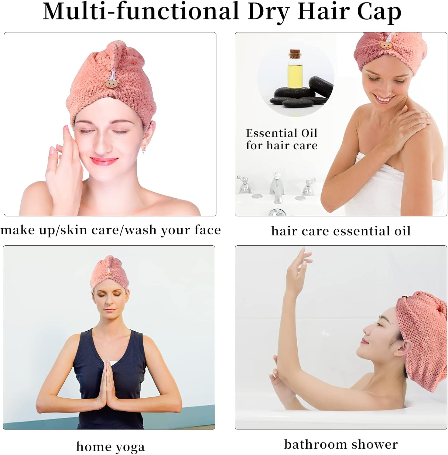 Domxies Microfiber Hair Towel Wrap, Hair Drying Towel, Ultra Absorbent Fast Drying Hair Towel Wraps for Wet Hair, Long, Curly, Thick, Frizzy Hair (Grey+Mint Green) - Blueberry image number 5