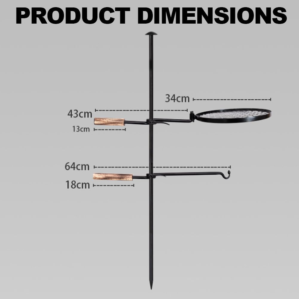 Fire Pit Grill Rack, Portable Fire Pit Grill, Adjustable Rotating Campfire Grill, Open Flame Cooking Equipment, Multifunctional Heavy Duty BBQ Steel Rack for Outdoor Camping, Campfire BBQ image number 2