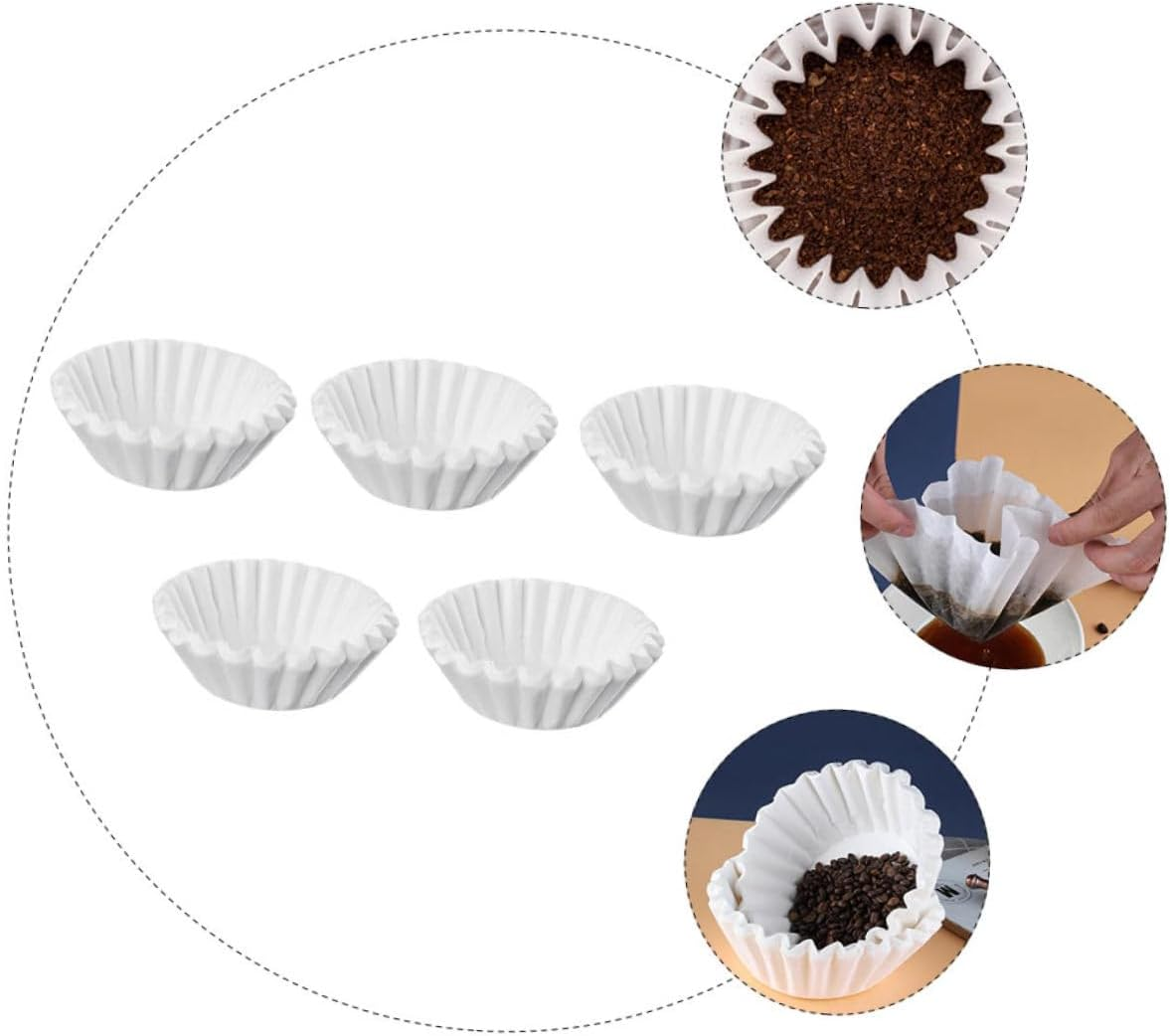 OKUMEYR 100Sheets Thickened Paper Filters for Tea Coffee Shape Tea Dripping Tools American Filter Bowl Paper Espresso Storage Bowl image number 3