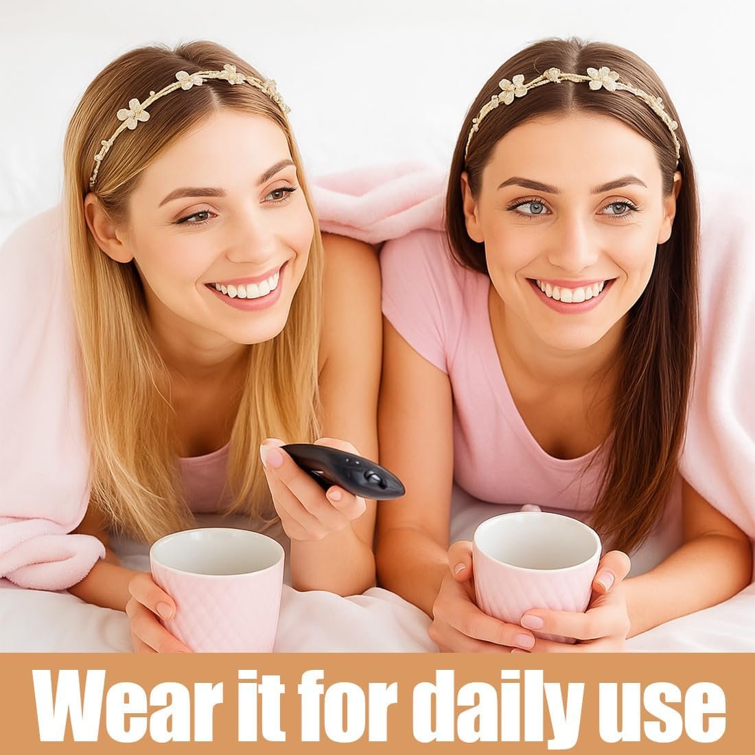 DWFEYOI Hair Accessories Communion Girls Hair Accessories Communion Girls Gold Flowers Headband Wedding Bridal Headpiece First Communion Festive image number 1