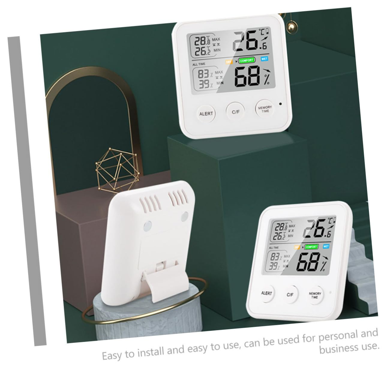 YARNOW High Precision Digital Hygrometer and Indoor Thermometer with LCD Display Compact Abs Temperature Humidity Monitor for Home and Nursery Lightweight and Tabletop Gauge