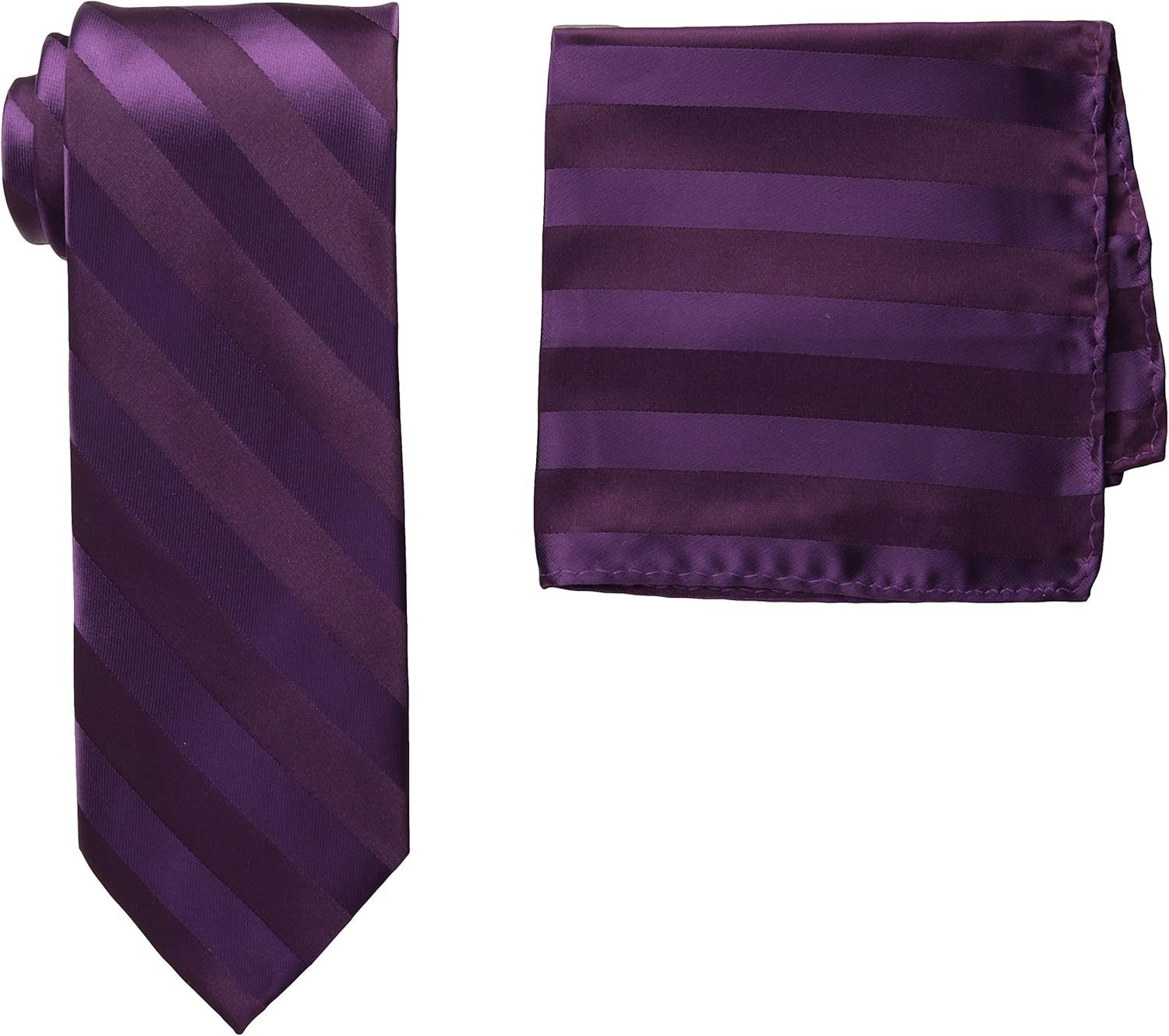 Stacy Adams Men'S Tall plus Solid Woven Formal Stripe Tie Set Extra Long, Purple, One Size, Purple, One Size