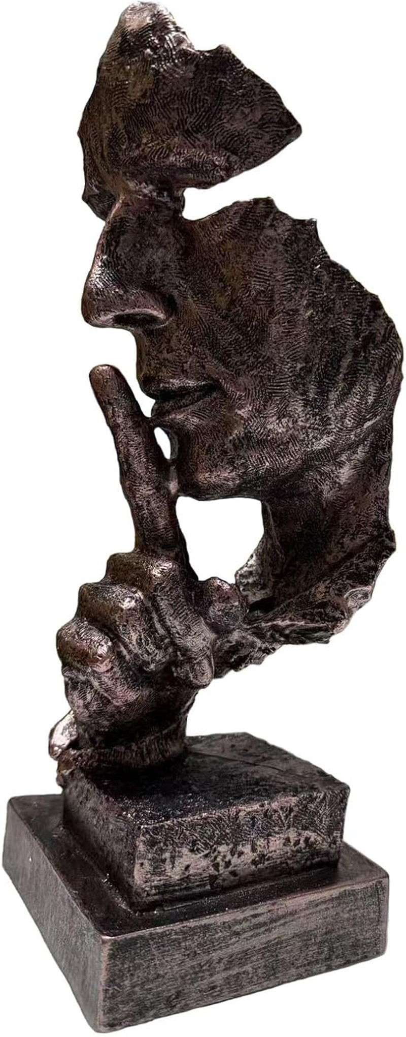 Silence Is Gold Thinker Statue - 13.5 Inches Modern Abstract Sculpture Art, Minimalist Desk Decor for Office & Home, Creative Study/Bedroom Modern Abstract Sculpture Art for Desk Decor