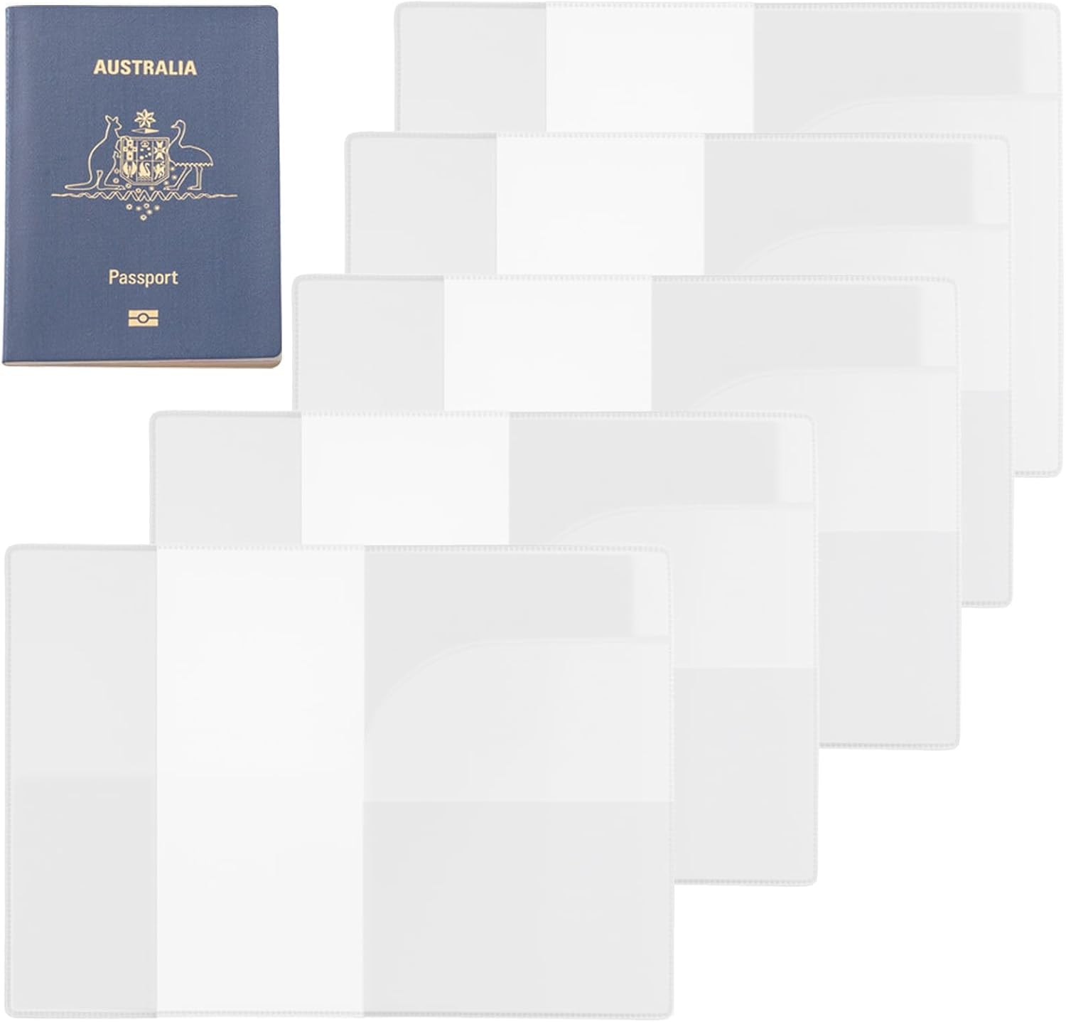 5Pcs Clear Passport Cover - Essentials Passport Holder & Travel Wallet Organizer - Waterproof Cover & ID Card Sleeve for Men, Women & Family - Travel Accessories - Airplane Journeys image number 1