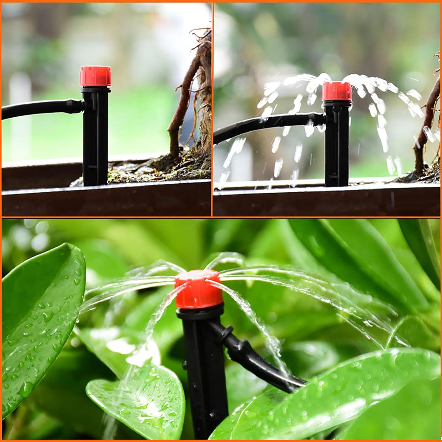 YAKESD 50Pcs Adjustable 360 Degree Water Flow Drippers for 1/4" Drip Irrigation Tubing - Efficient Garden Irrigation System Components