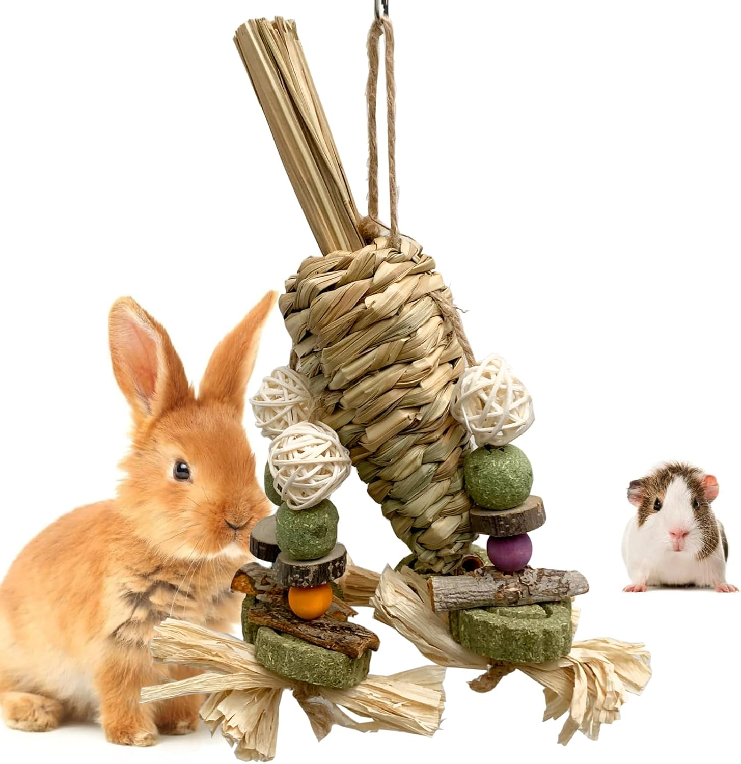Rabbit Chew Toys for Bunny, Chew Toy Tooth Care Molar Tool Playing Rabbit Toy for Small Animal, Hamsters, Guinea Pigs image number 2