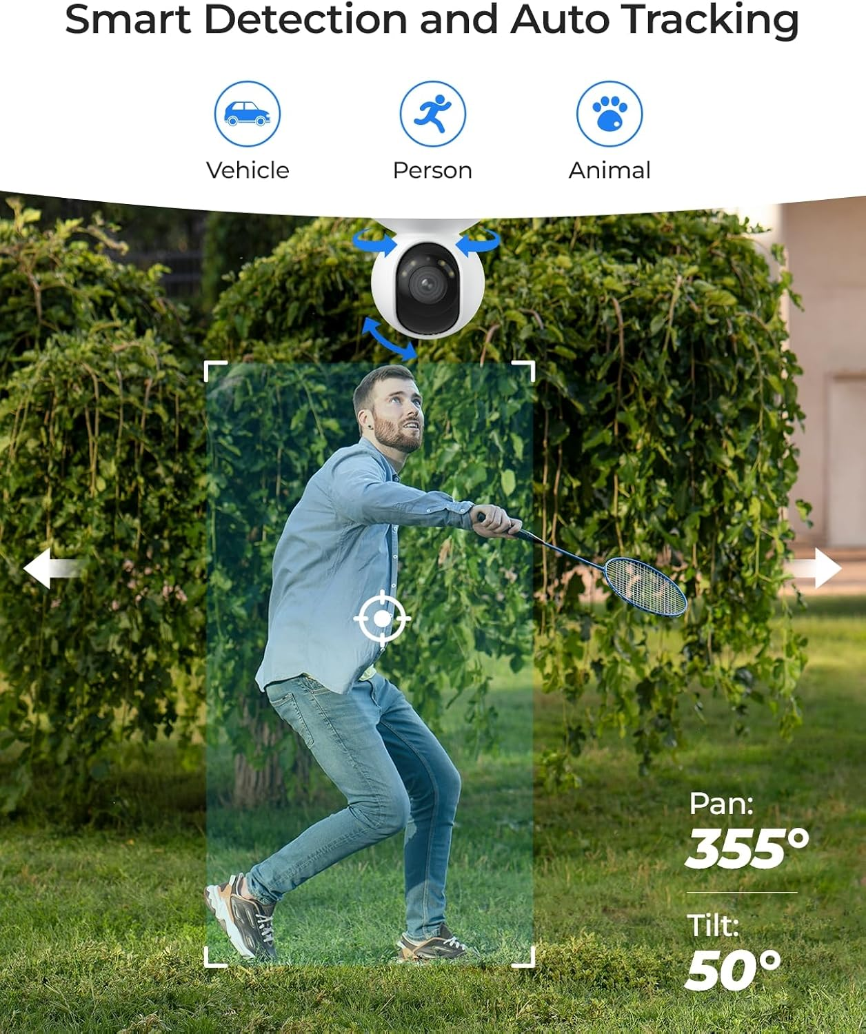 REOLINK 4K Outdoor Security Camera, PTZ Cam for Home Surveillance, Wi-Fi 6 New Technology, Motion Tracking Person/Vehicle/Pet Detection, 3X Optical Zoom Spotlight, Local Storage, E1 Out Door Pro image number 1