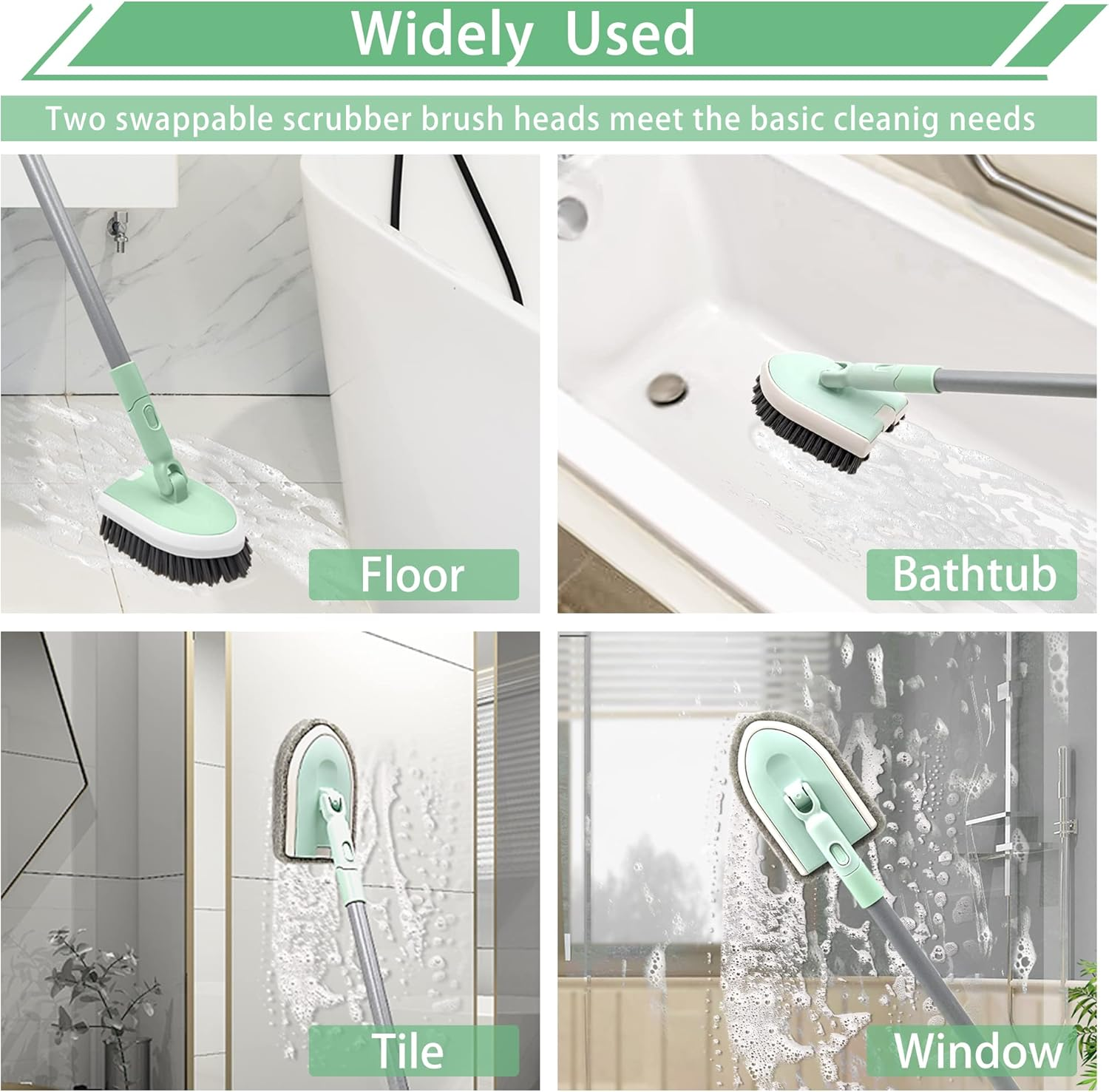 2Pcs Shower Scrubber Cleaning Brush Refills, Non-Scratch Tub Tile Scrubber Replacement Head for Cleaning Bathroom, Bathtub, Floor, Wall